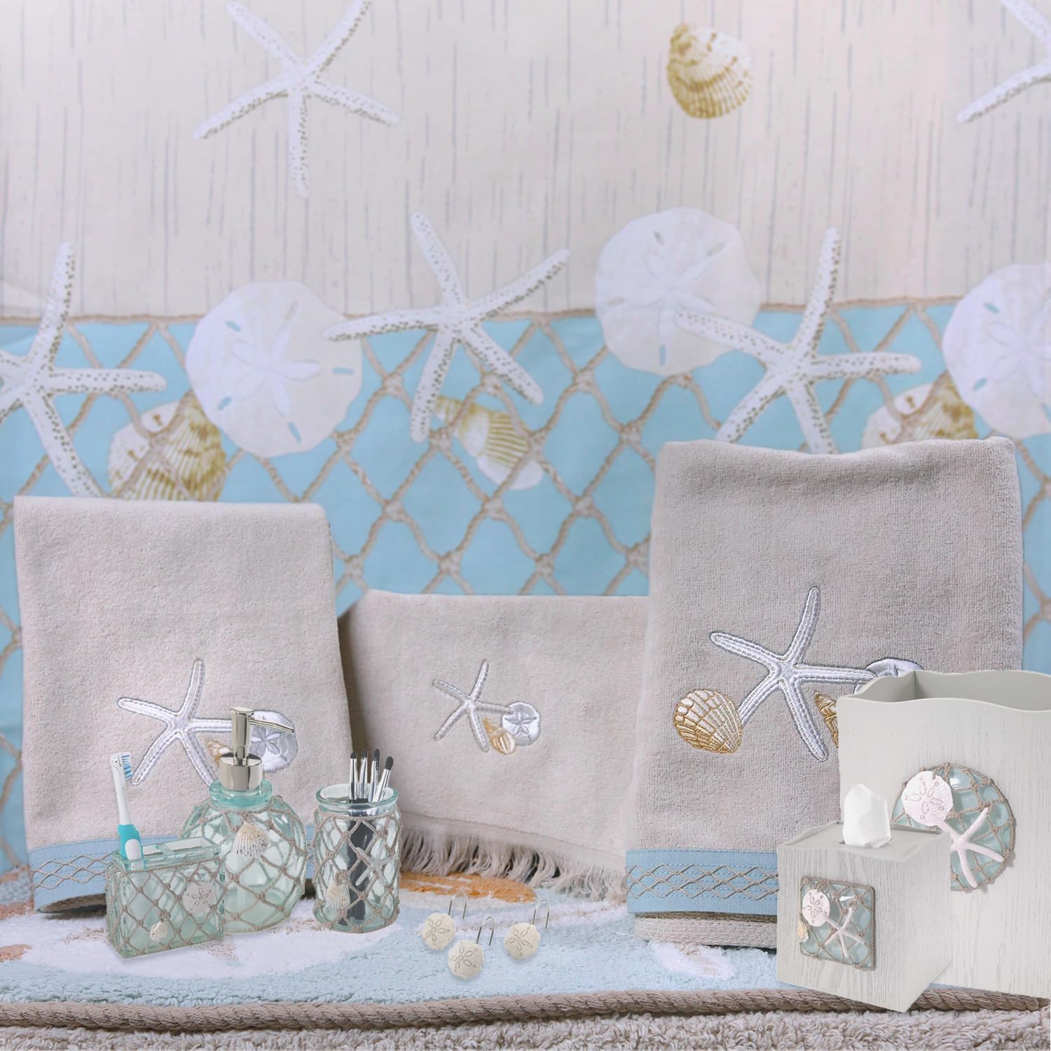 Avanti Linens Tumbler Resin Countertop Cup Beach Inspired Bathroom Accessory Seaglass Collection