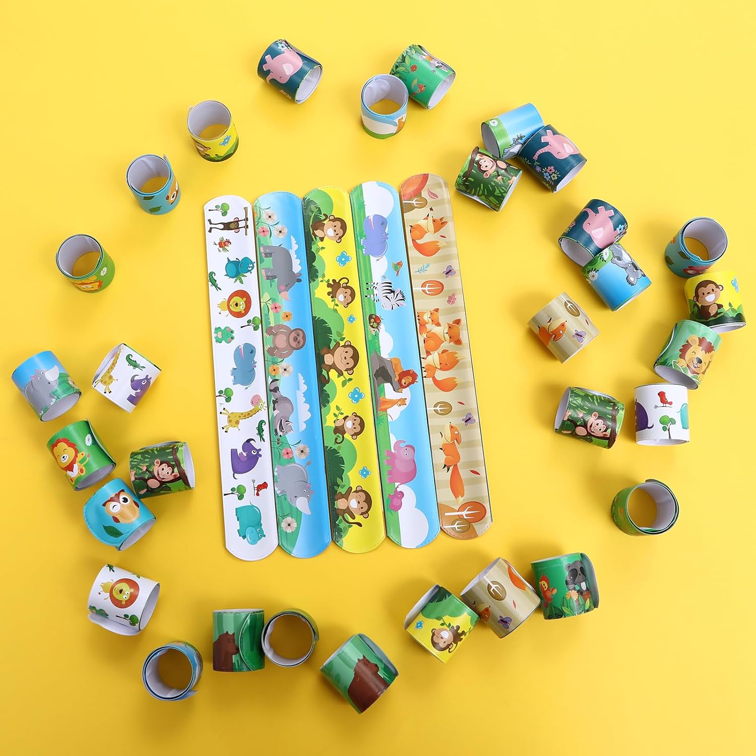 48 PCS Jungle Safari Slap Bracelets Wristbands