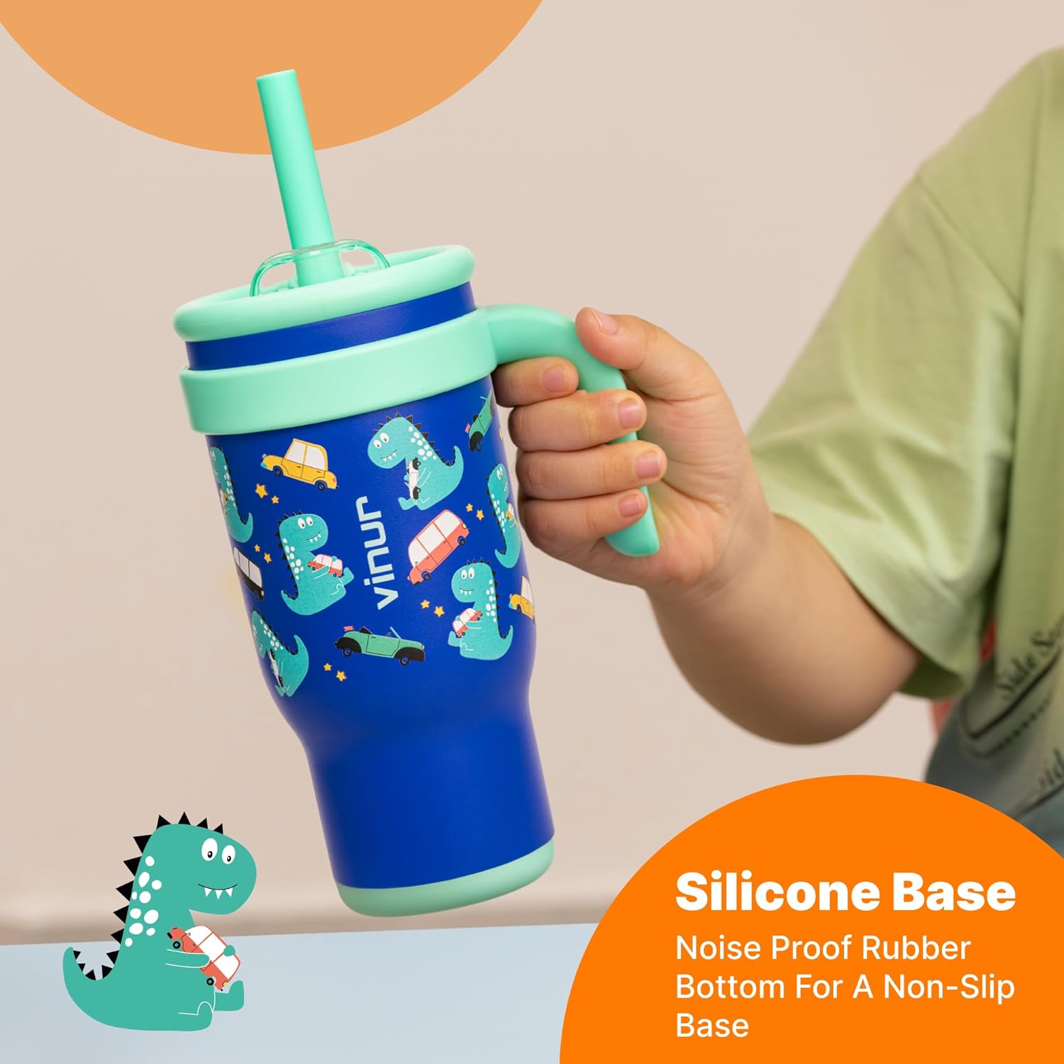 VINUR Kids Tumbler with Handle and Straw Lid 17oz