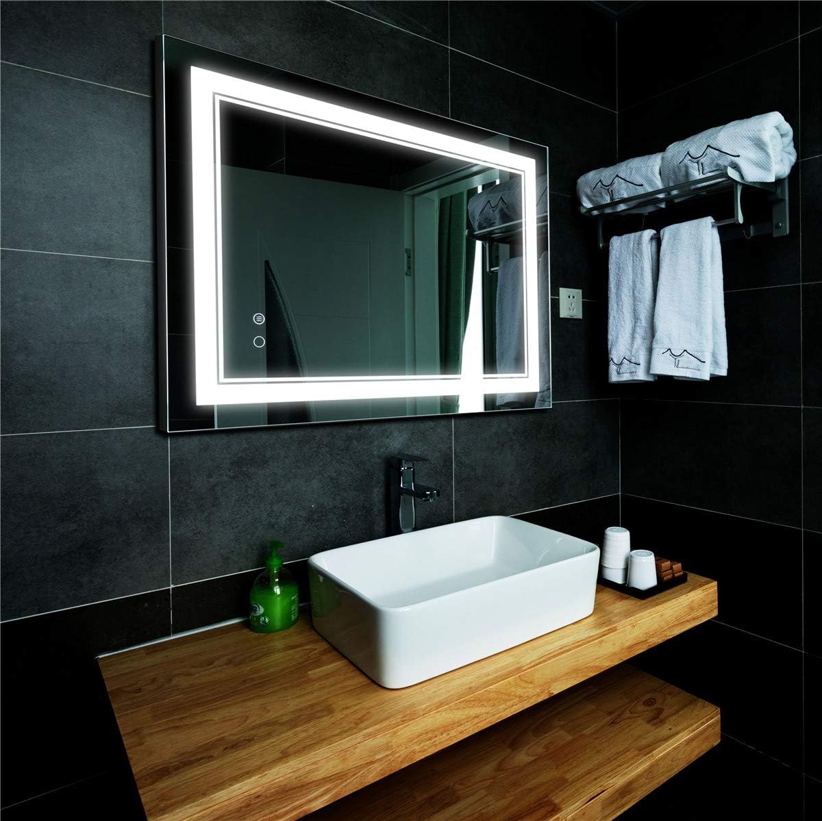 LED Bathroom Mirror with Anti Fog and Dimmable Touch Control