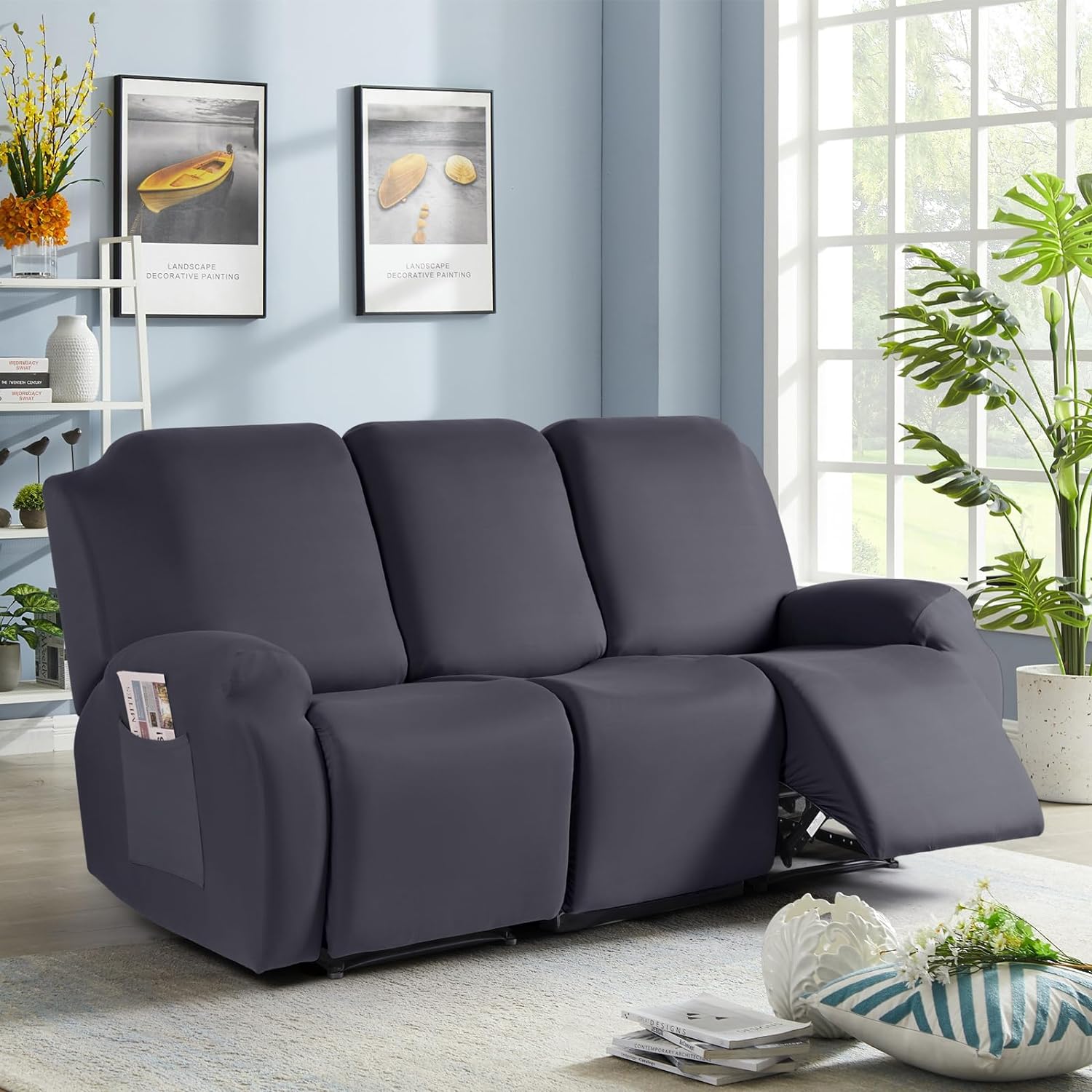 TAOCOCO 3-Piece Recliner Sofa Slipcover Dark Gray