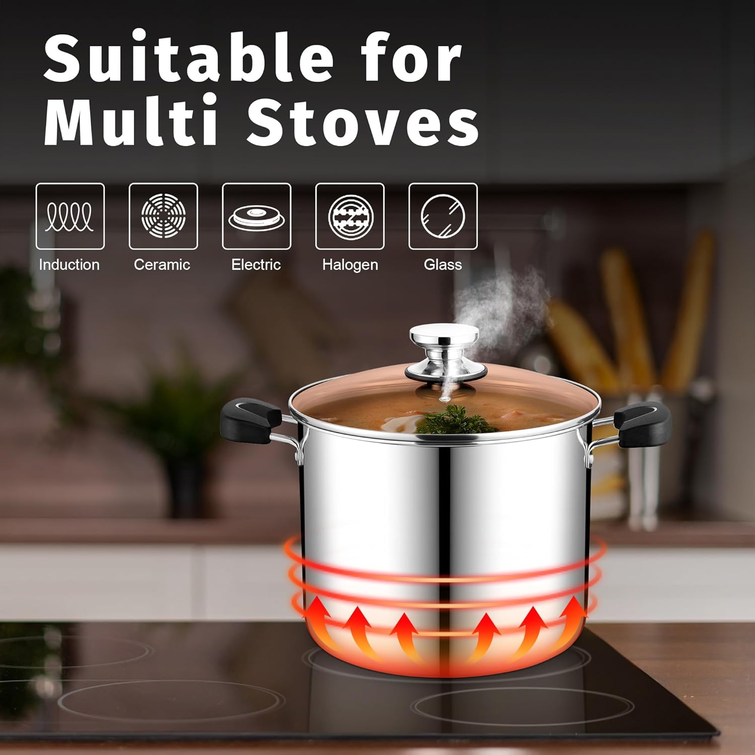 PP CHEF 10 Quart Stainless Steel Stock Pot with Lid