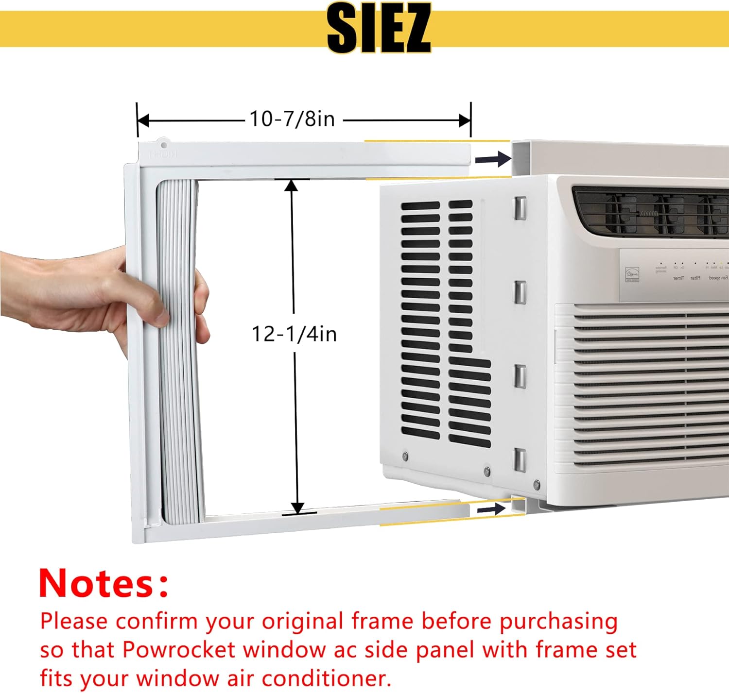 Powrocket Window AC Side Panel with Frame Set White