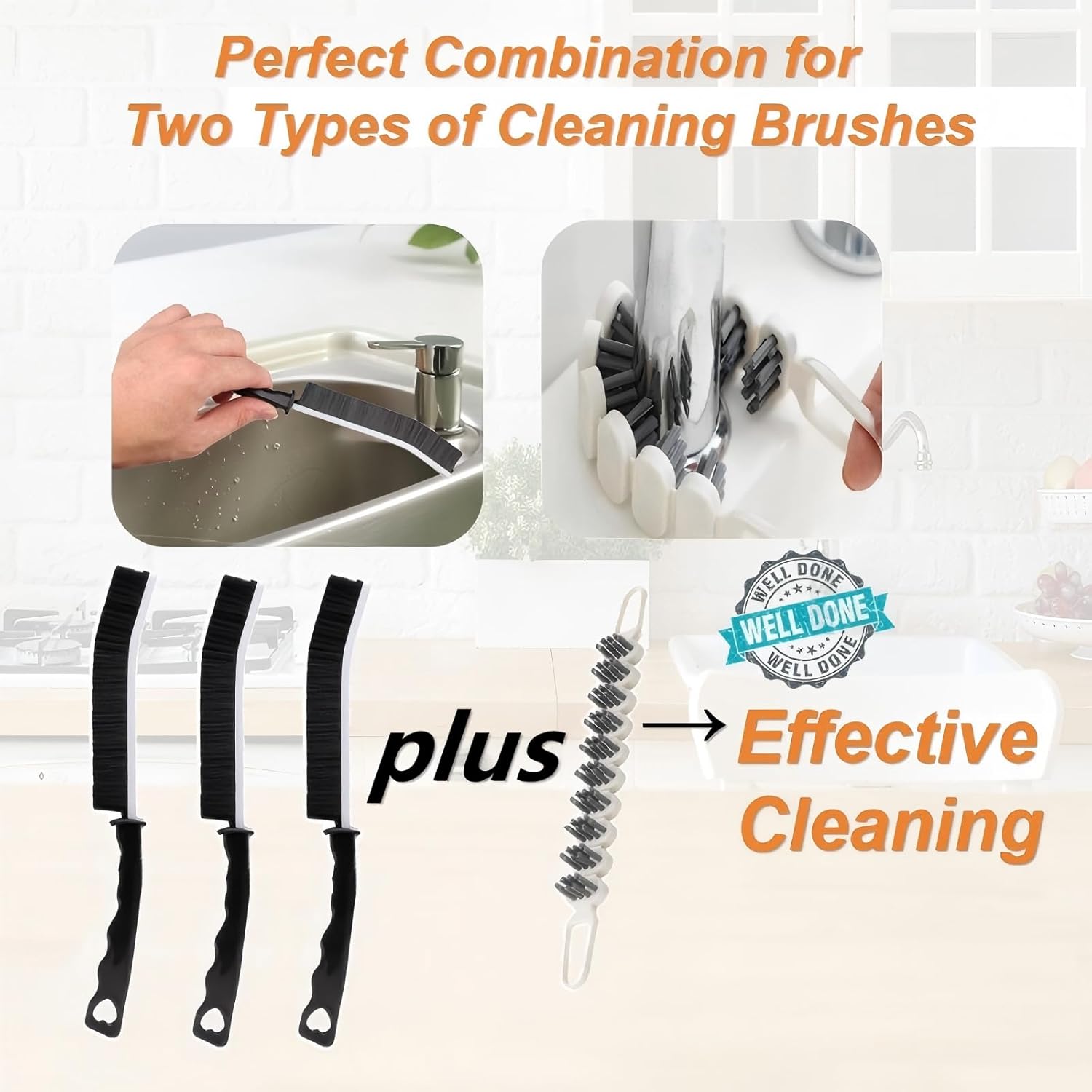 POPGIO Crevice Flexible Cleaning Brush Set 4 Pcs
