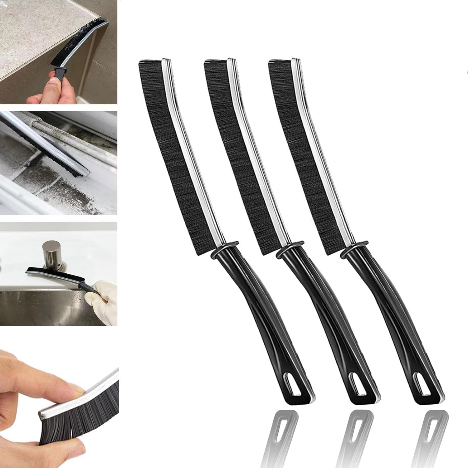 Crevice Cleaning Brush 3 Pack for Kitchen Bathroom Tiles Window Tracks