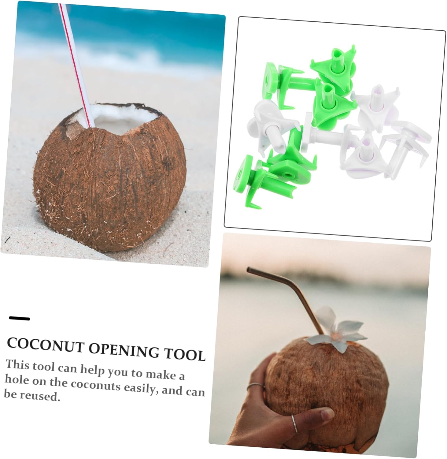 Cabilock 20 Pcs Manual Coconut Hole Puncher Kit