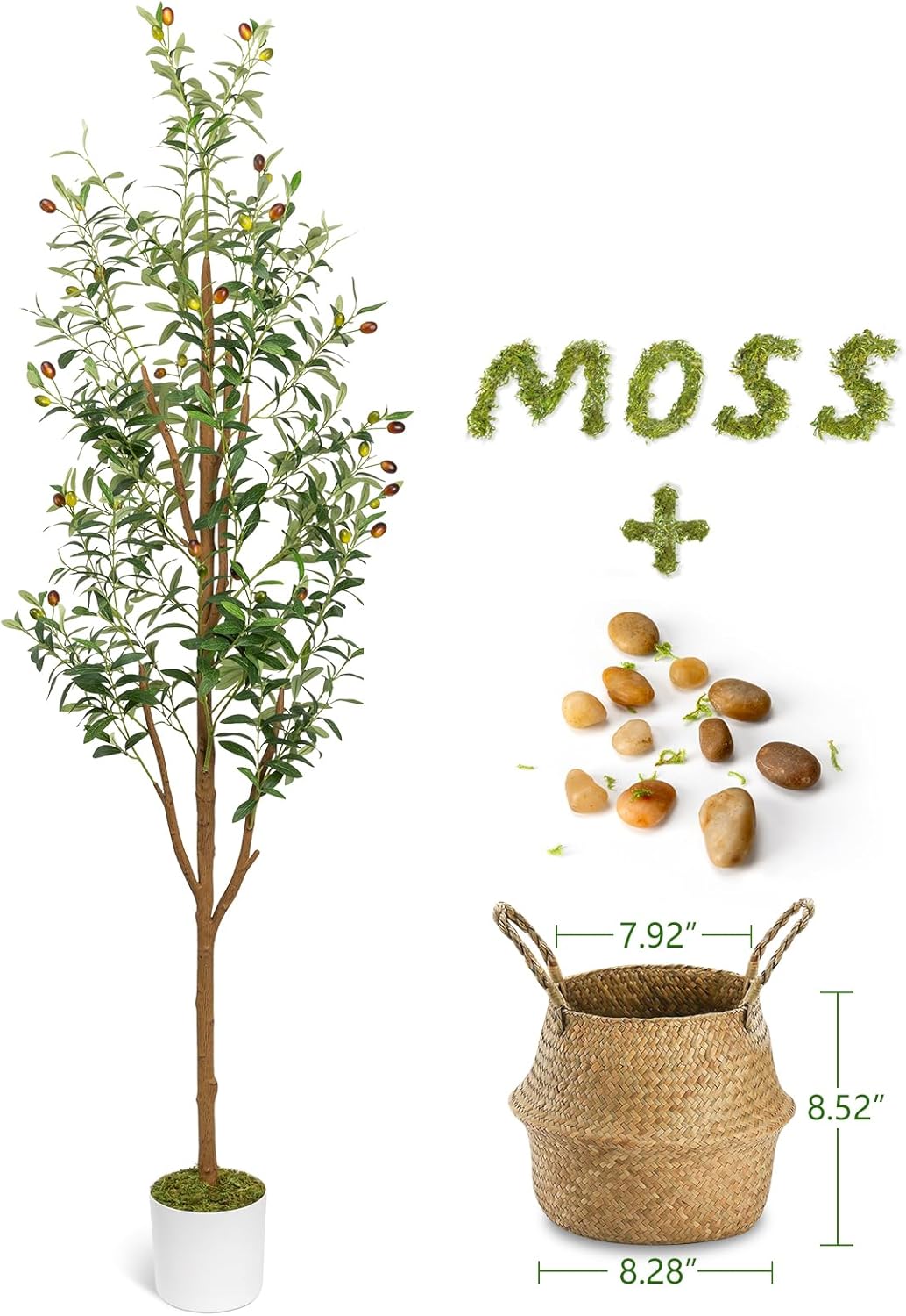 6FT Artificial Olive Tree with Planter and Basket