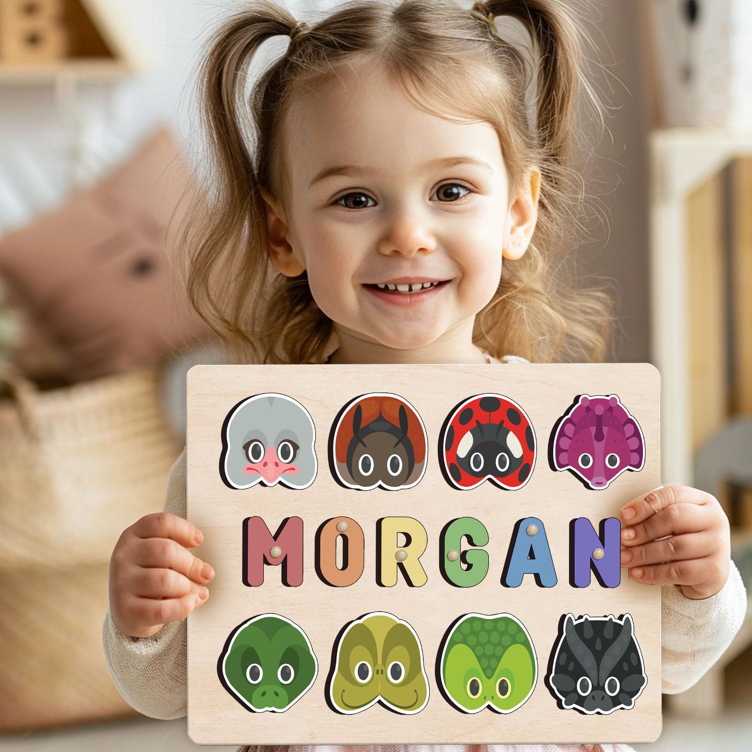 Personalized Wooden Name Puzzle for Toddlers 1-3