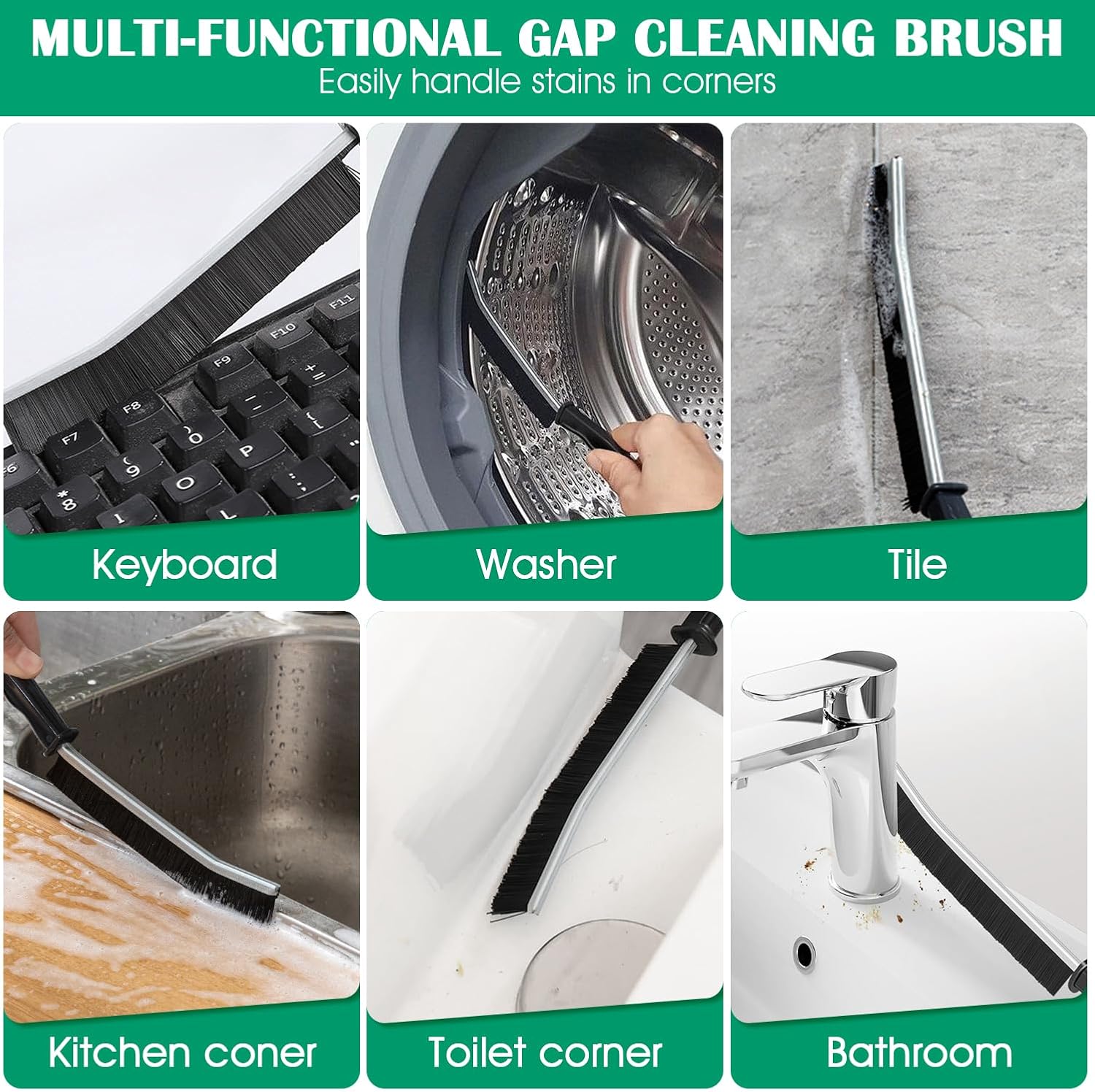 3PCS Hard Bristle Crevice Cleaning Brush Set