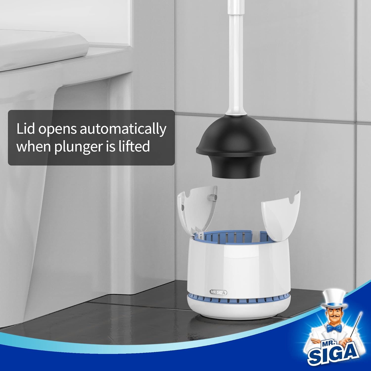 MRSIGA Toilet Plunger with Holder White