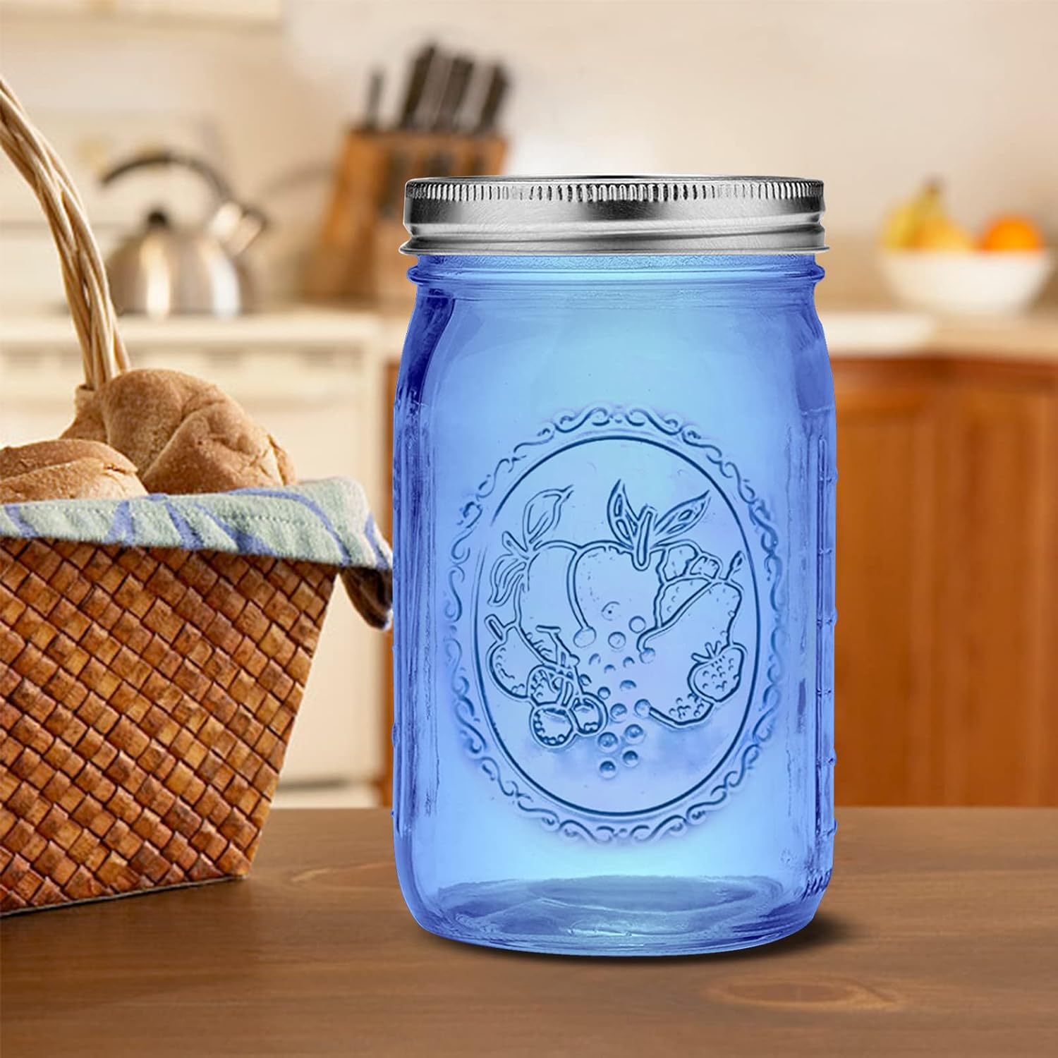 eleganttime Blue 32 Ounce Mason Jars 6 Pack