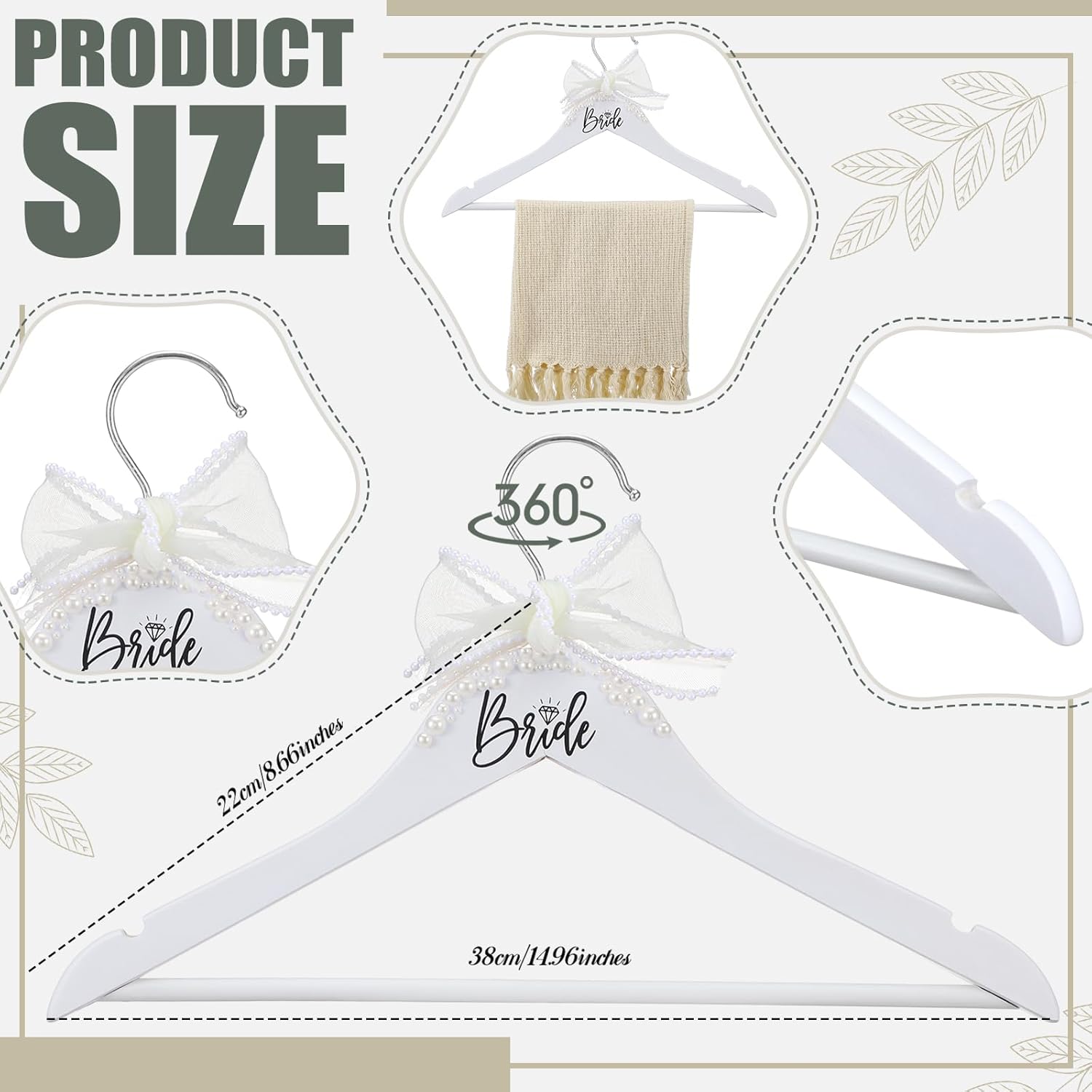 Yuntau Bride Wedding Dress Pearl Hanger with Bow