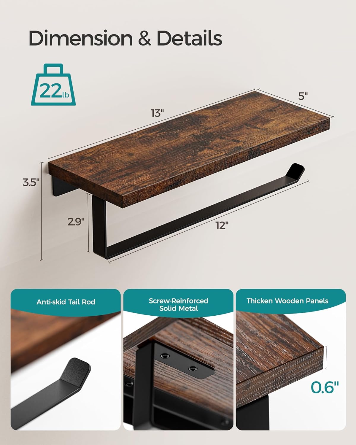 Banawey Wall Mount Paper Towel Holder with Shelf