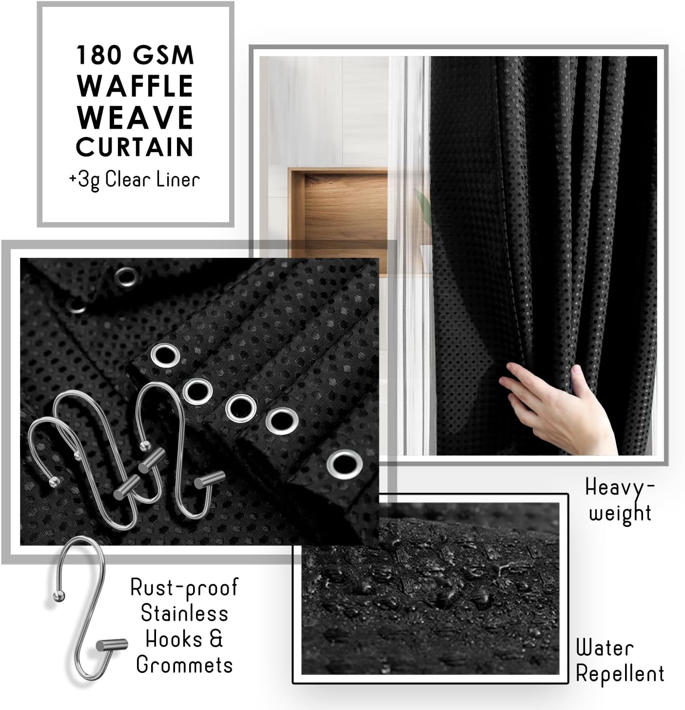 Clara Clark 22PC Black Bathroom Accessory Set