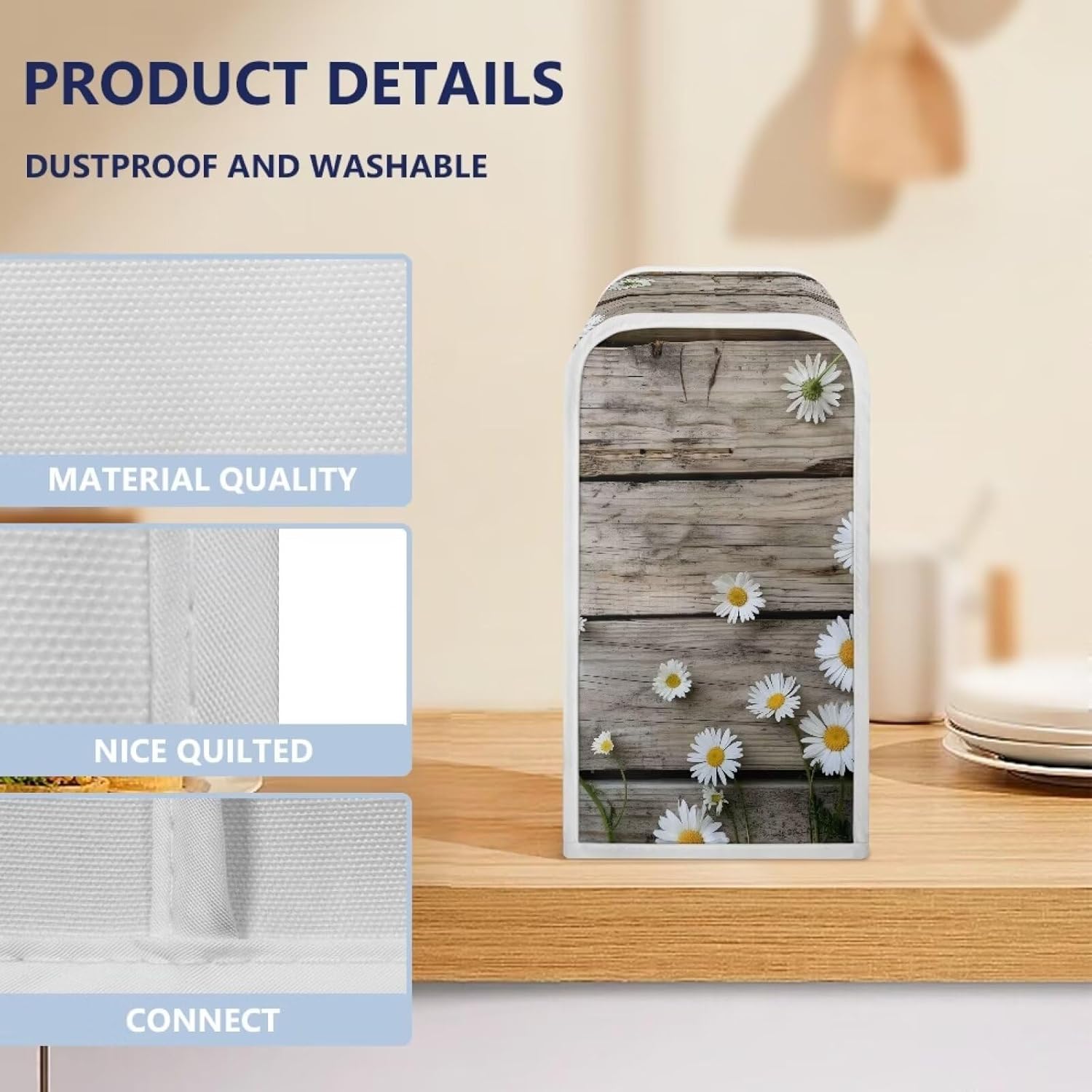 Wood Daisy Can Opener Dust Cover for Kitchen Decor