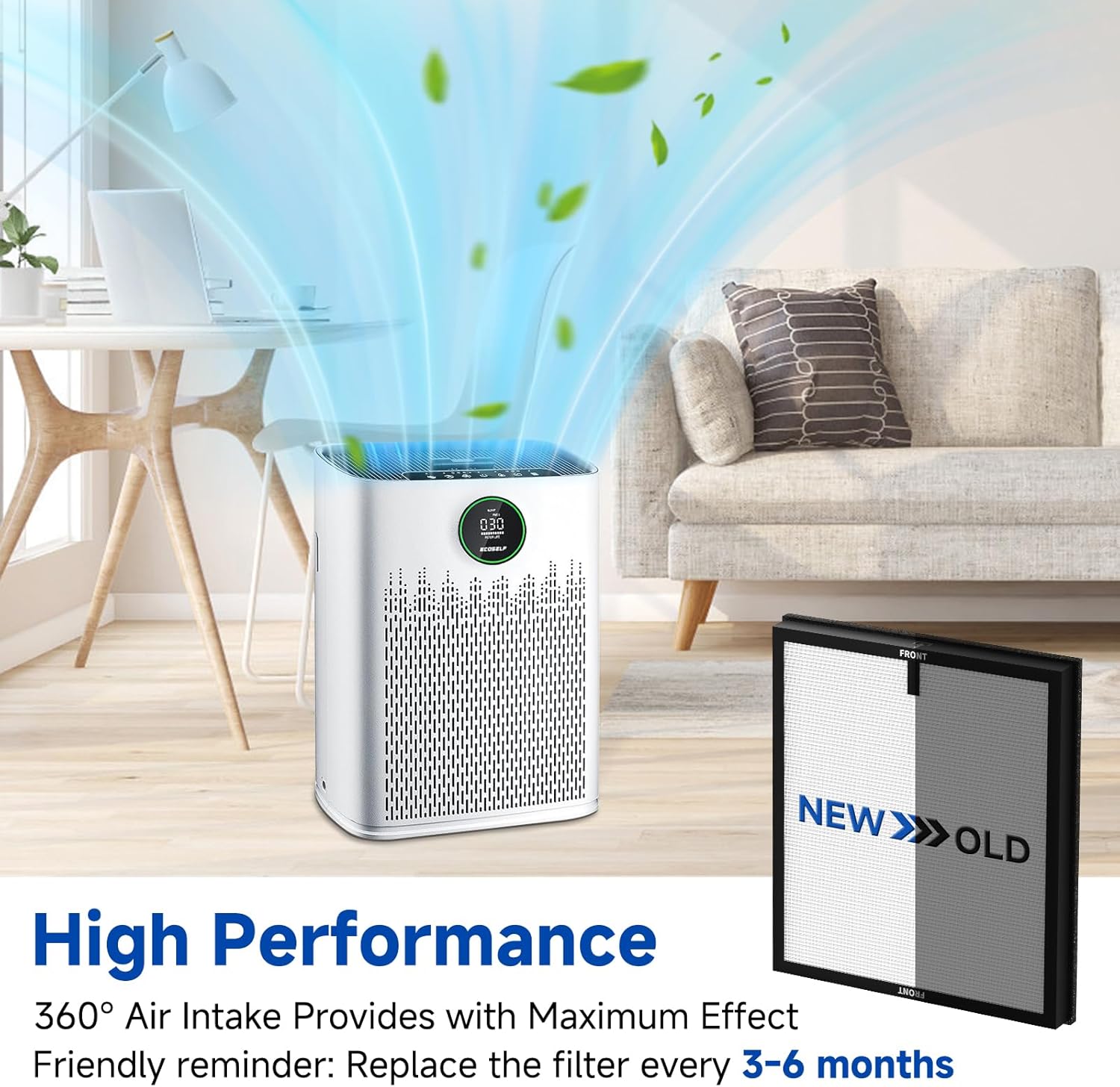 2 Pack HAP-603 HAP-603WF Replacement Filter for ECOSELF Air Purifier