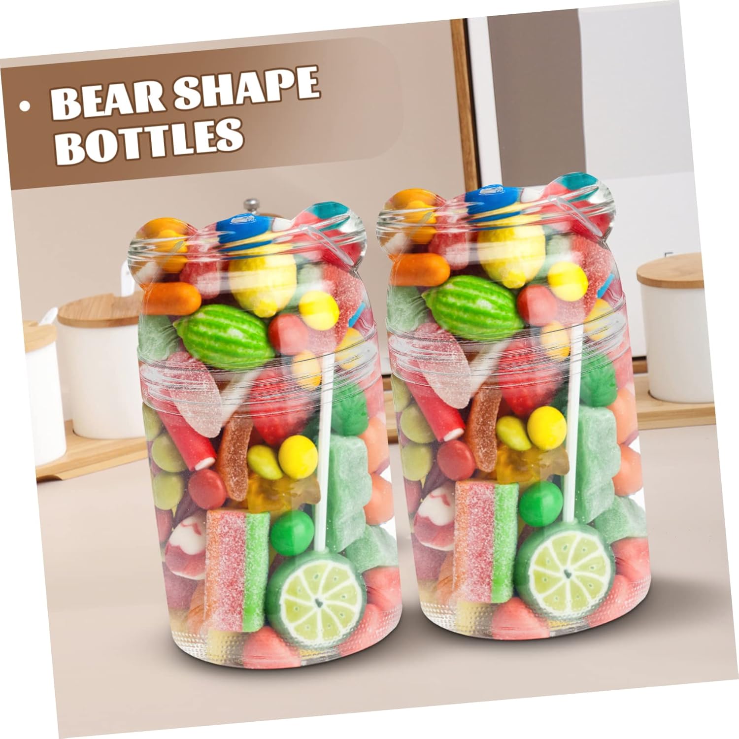 6pcs Bear Shaped Candy Jars for Birthday Parties and Chocolate Storage
