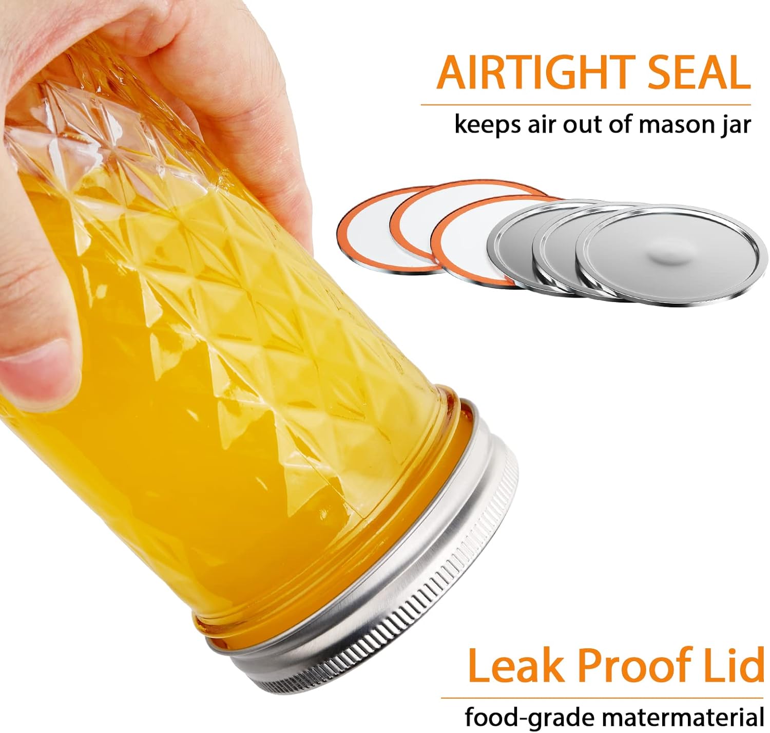 48Pcs Canning Lids and Bands for Regular Mouth Jars