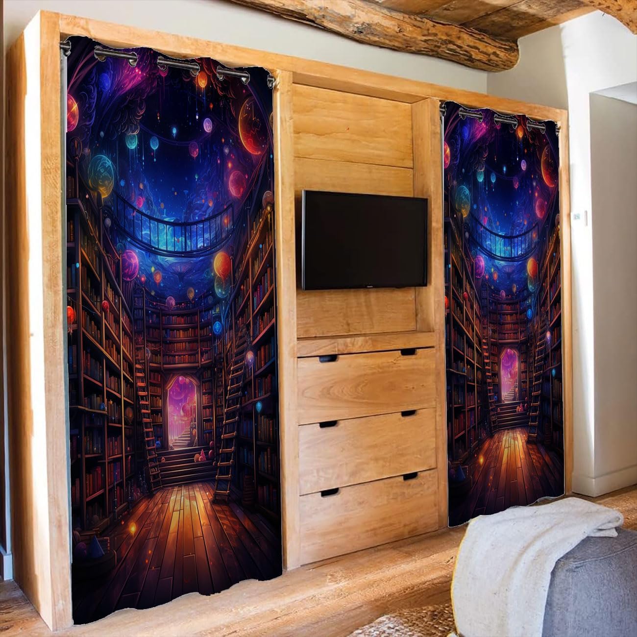 Wuminmin Bookshelf Door Curtain for Kids Bedroom