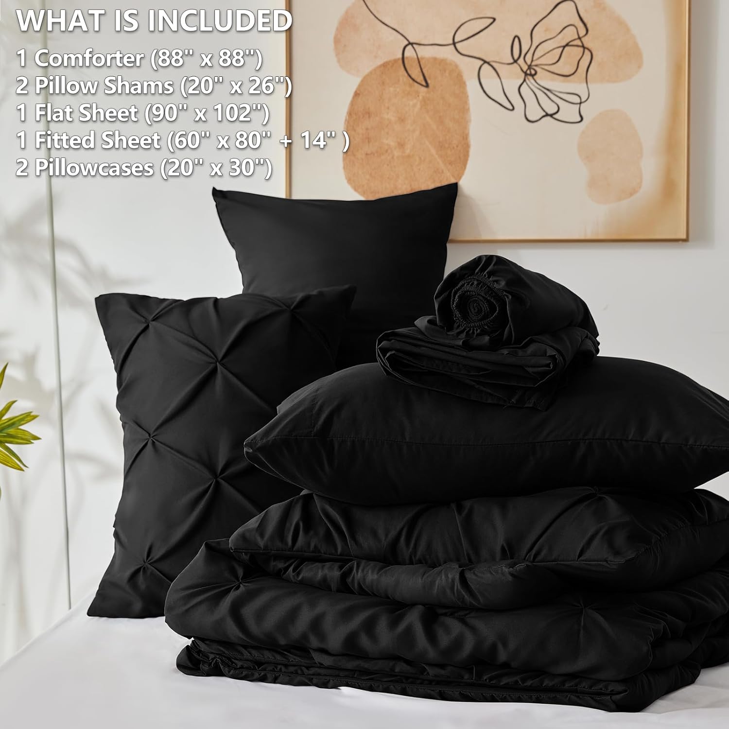 CozyLux Queen Comforter Set 7 Piece Bed in a Bag