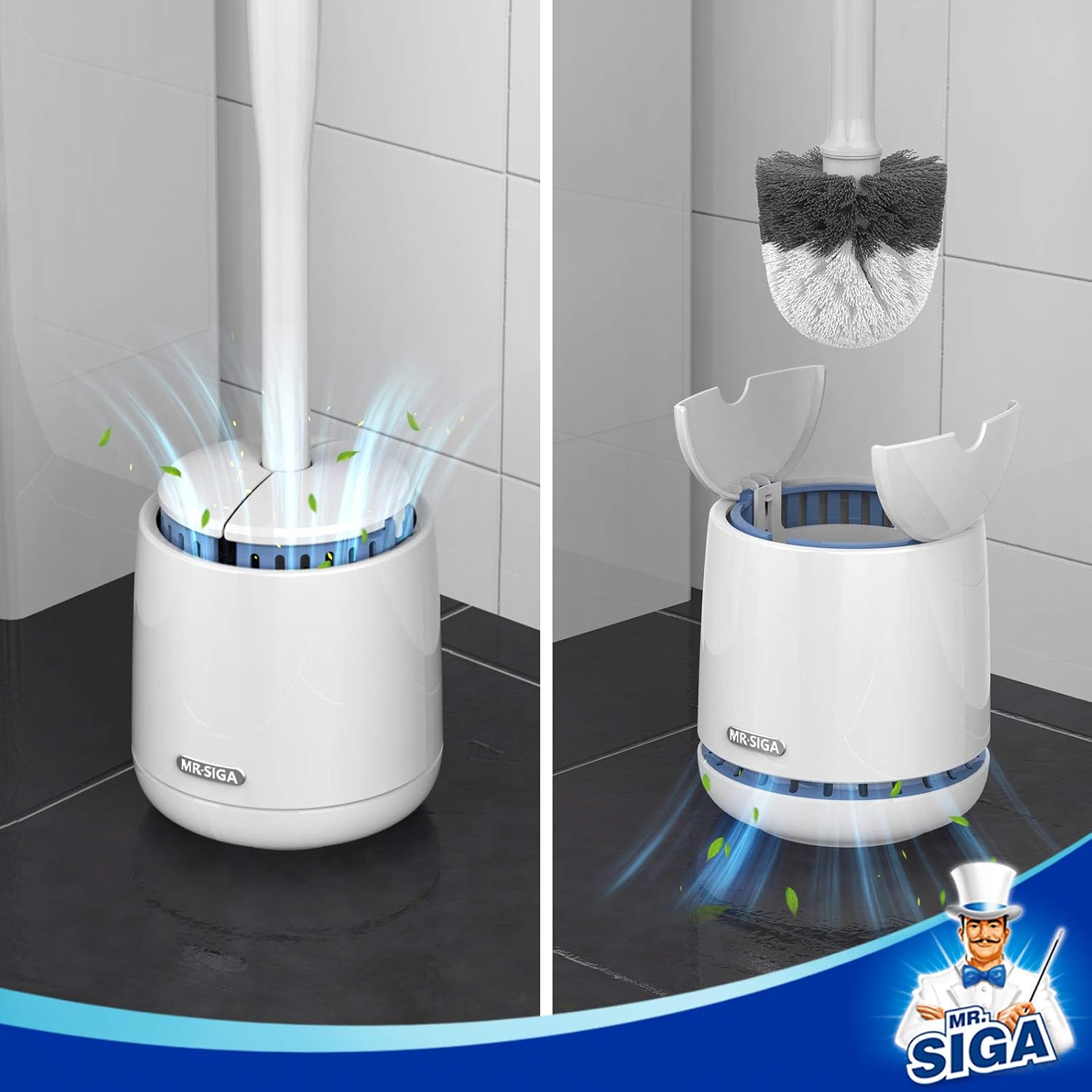 MRSIGA Toilet Bowl Brush with Holder White 1 Pack