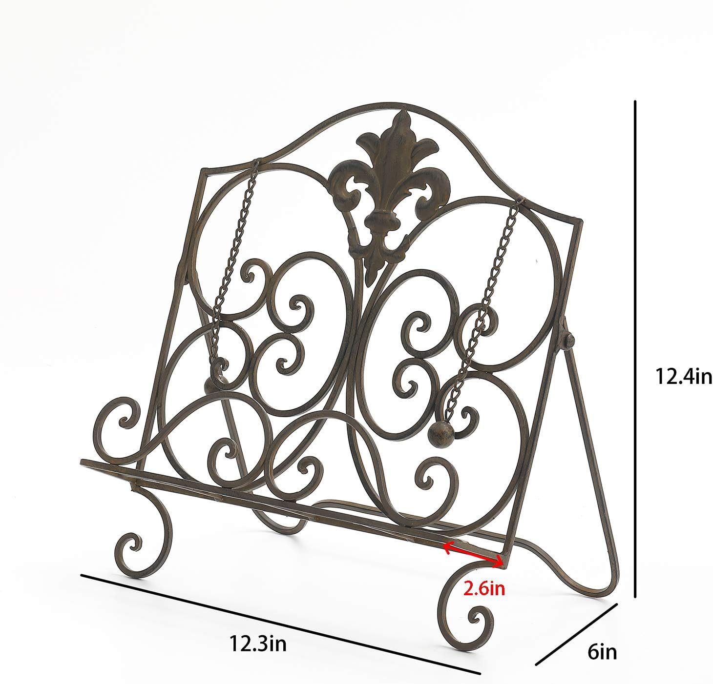 Jemeni Fleur De Lis Cookbook Stand with Antique Brown Finish
