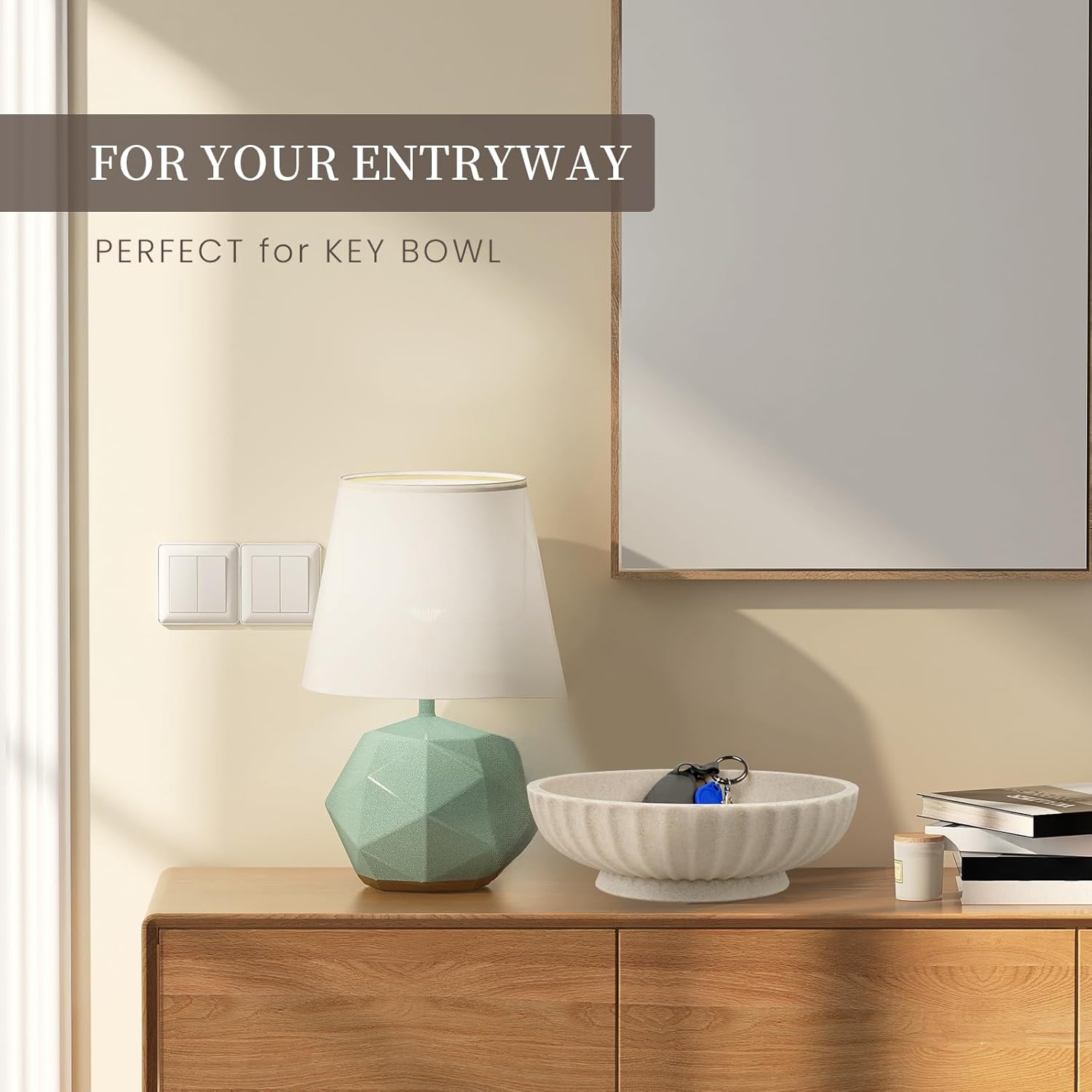 Deobath Large Decorative Bowl - Artificial Stone Beige