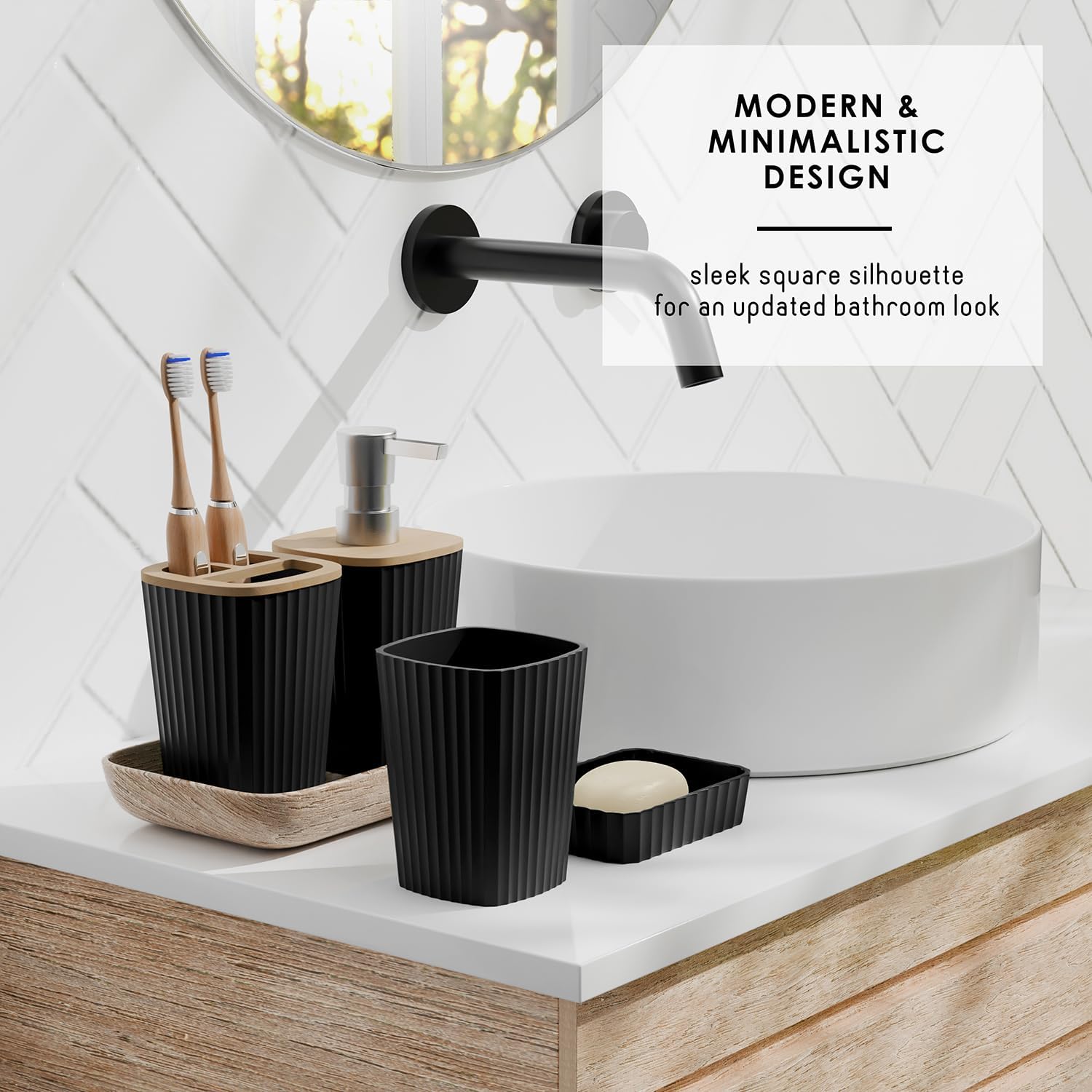 Clara Clark 22PC Black Bathroom Accessory Set