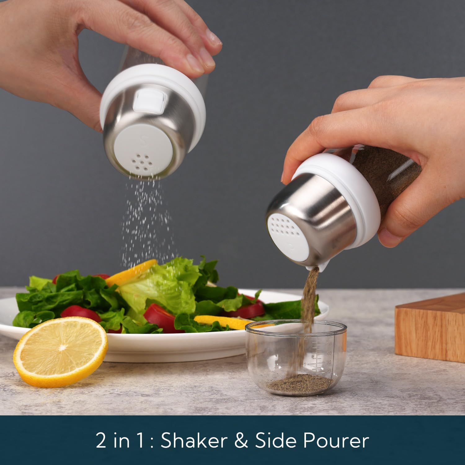 KTCHENDAO 2 in 1 Glass Salt Pepper Shaker Set 4oz White
