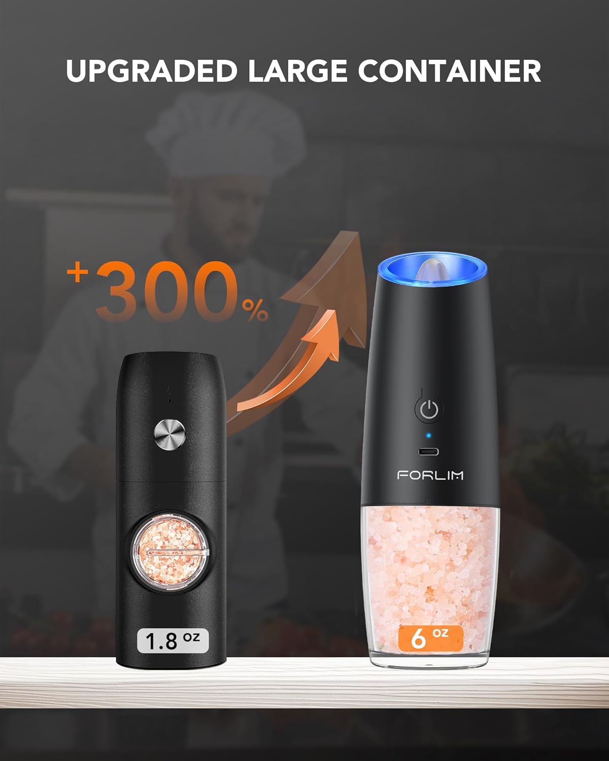 FORLIM Gravity Electric Salt and Pepper Grinder Set