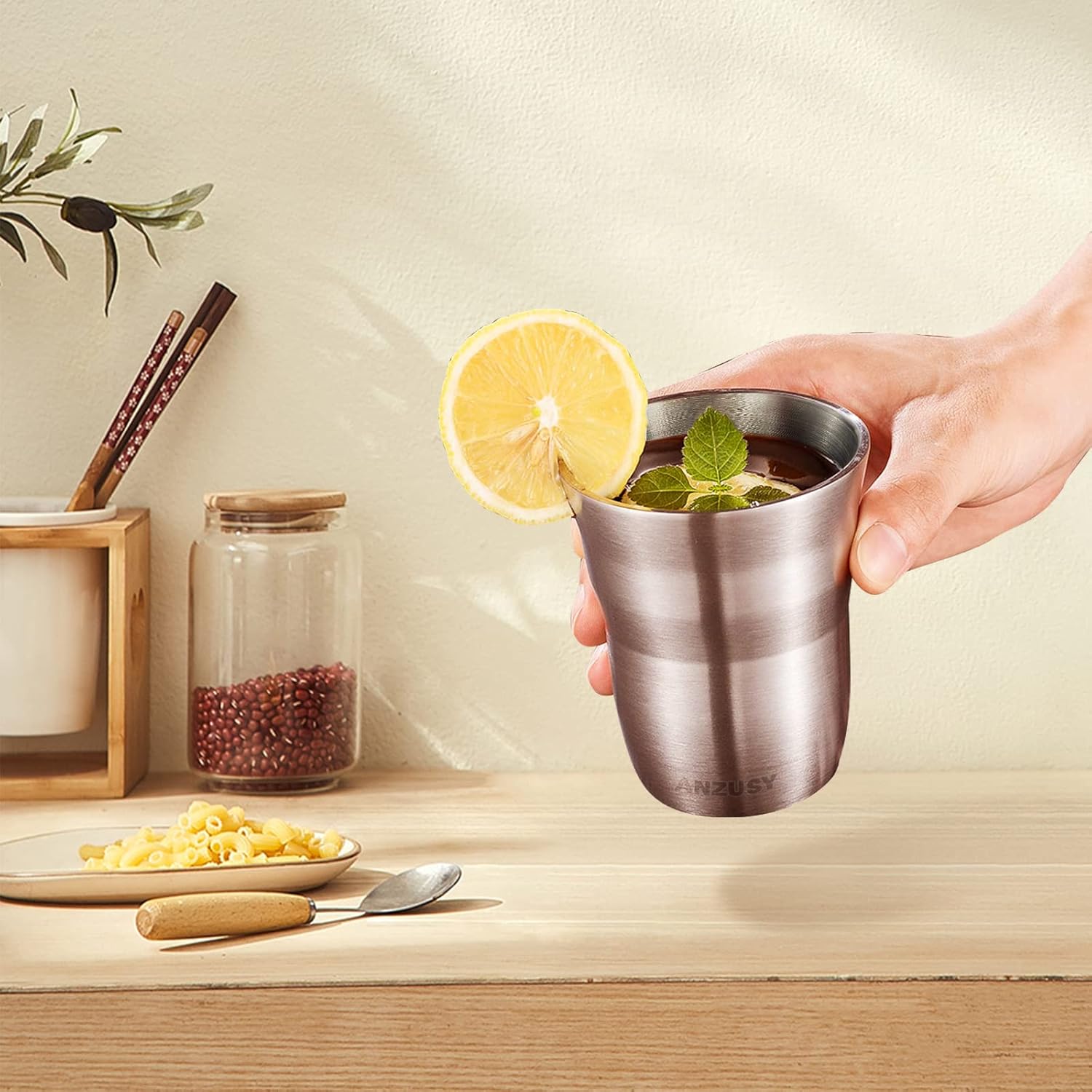 ANZUSY 2 Pack 88 Oz Stainless Steel Cups