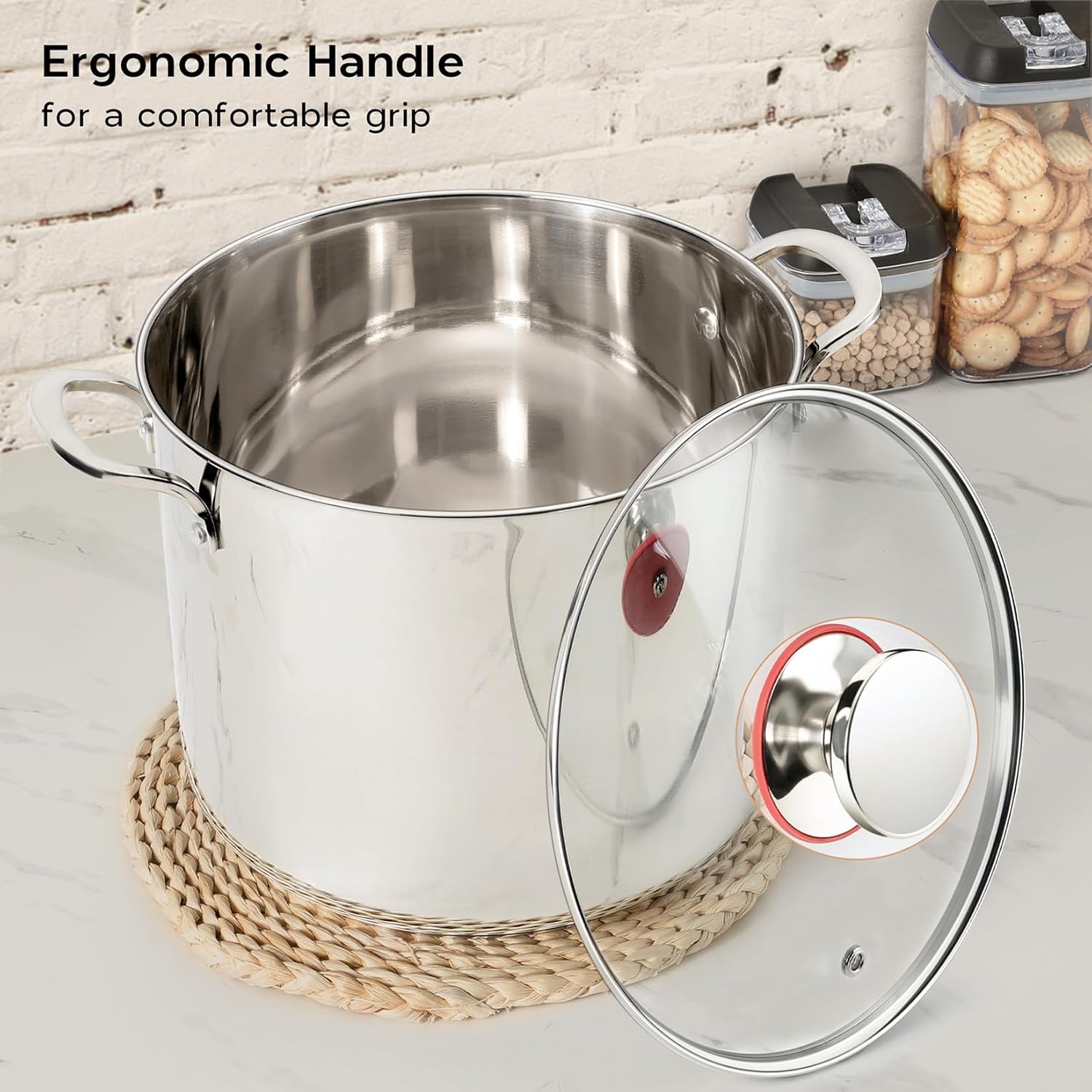 12 Quart Stock Pot with Lid 1810 Stainless Steel