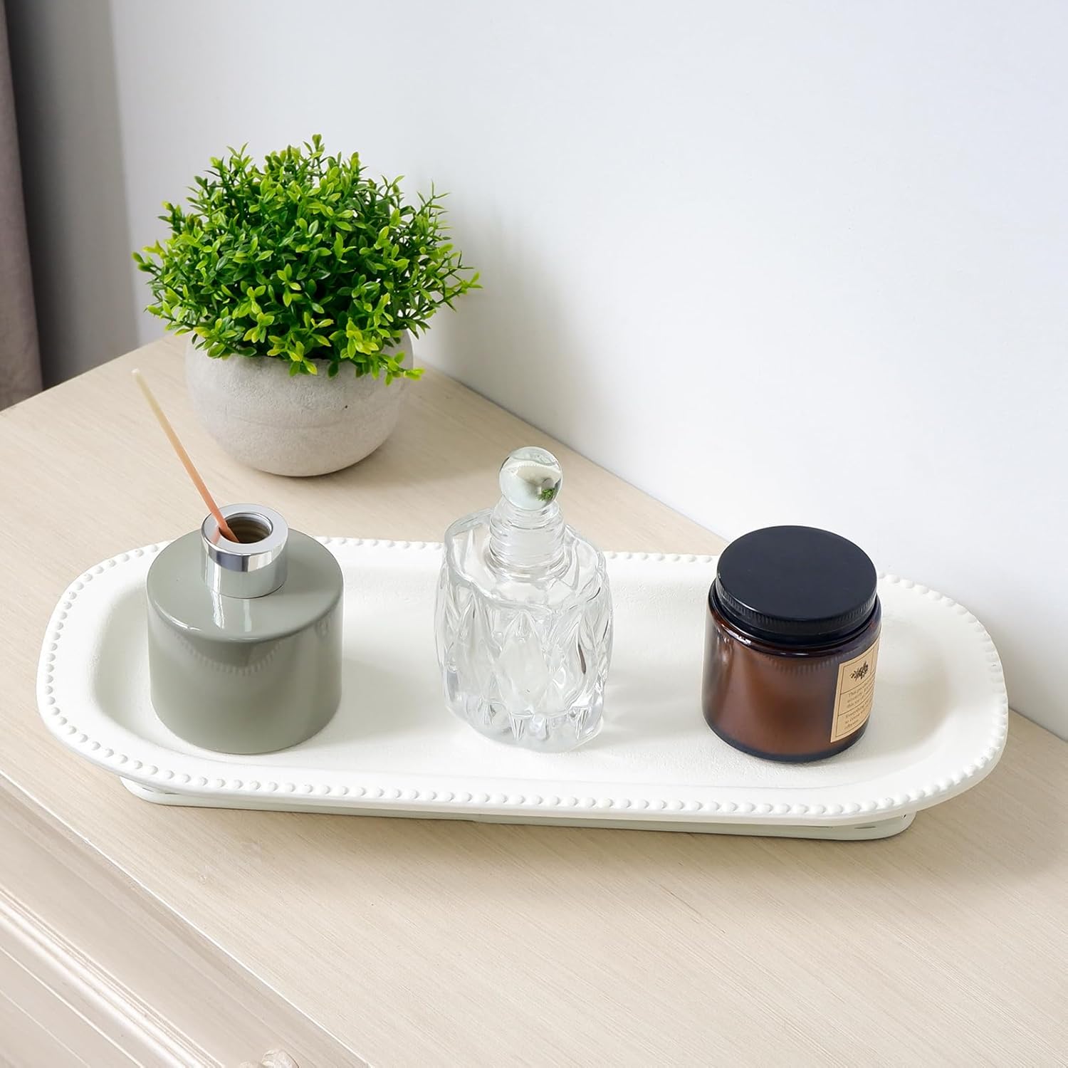 Wooden Decorative Bowl Tray with Iron Base