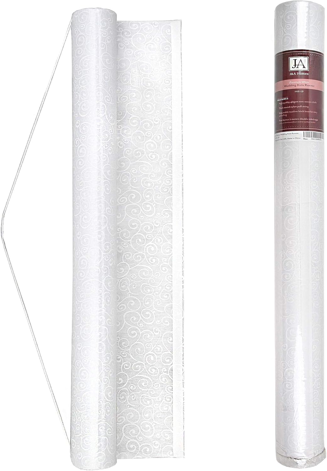 JA Homes White Wedding Aisle Runner - Durable Nylon with Double-Sided Tape
