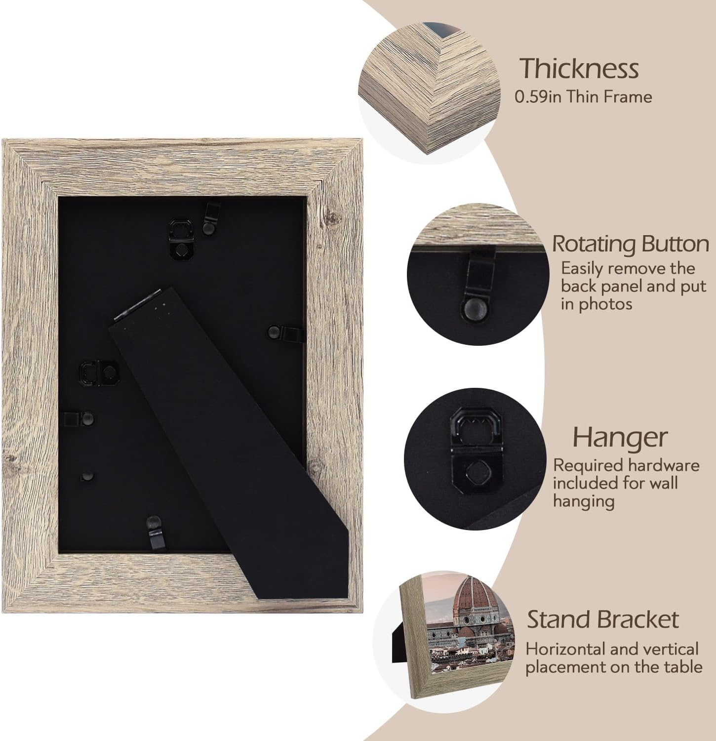 Golden State Art 5x7 Beige Picture Frame 2 Pack