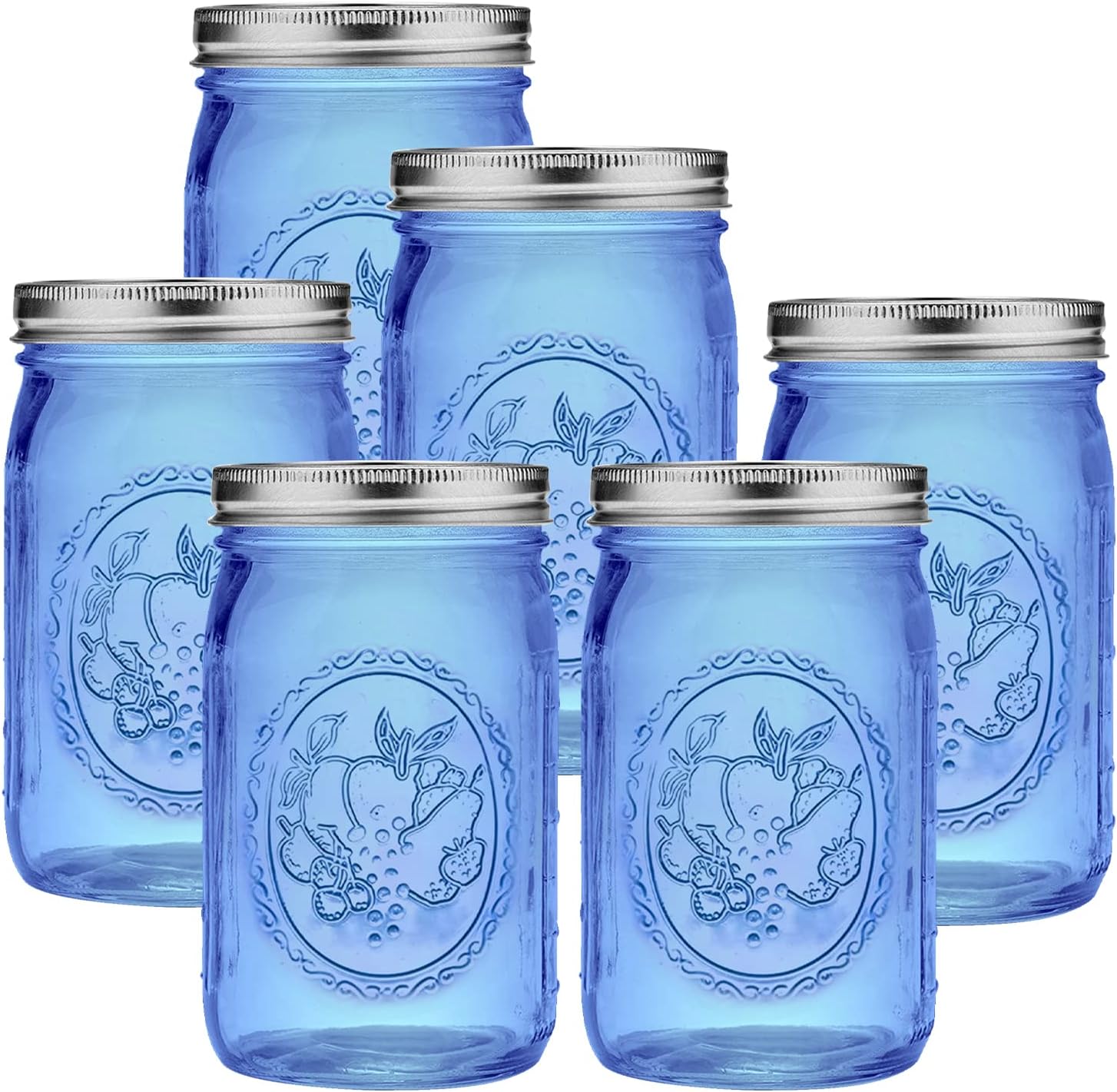 eleganttime Blue 32 Ounce Mason Jars 6 Pack