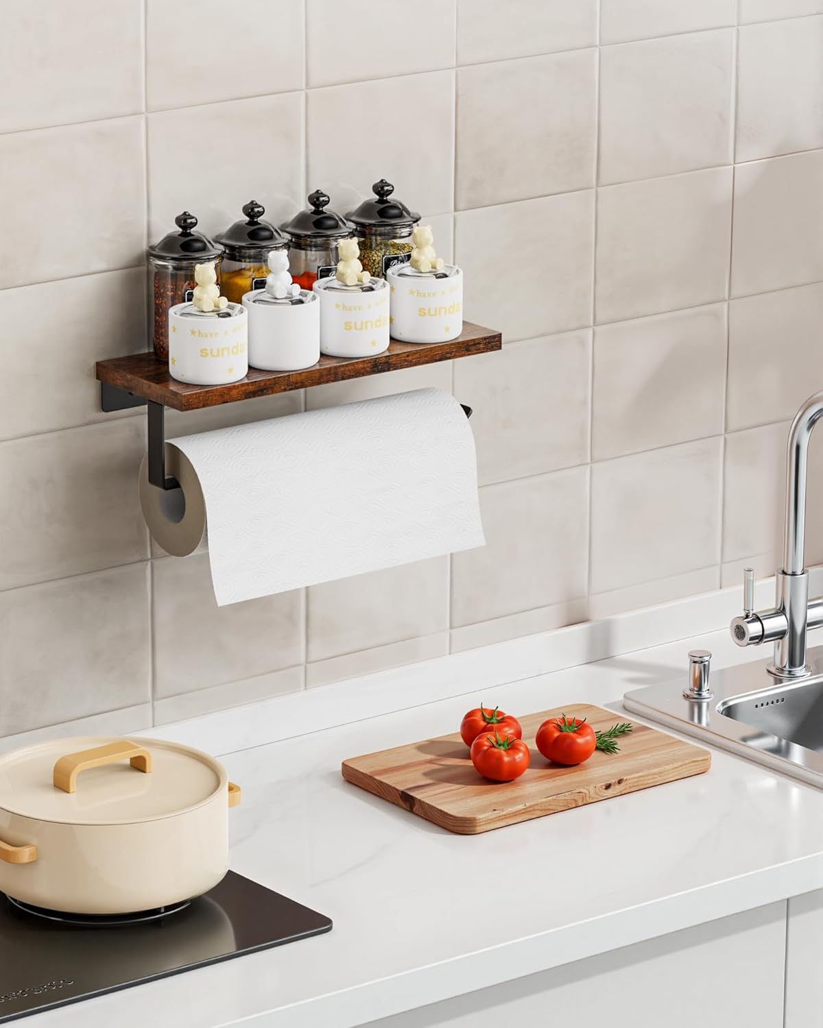 Banawey Wall Mount Paper Towel Holder with Shelf