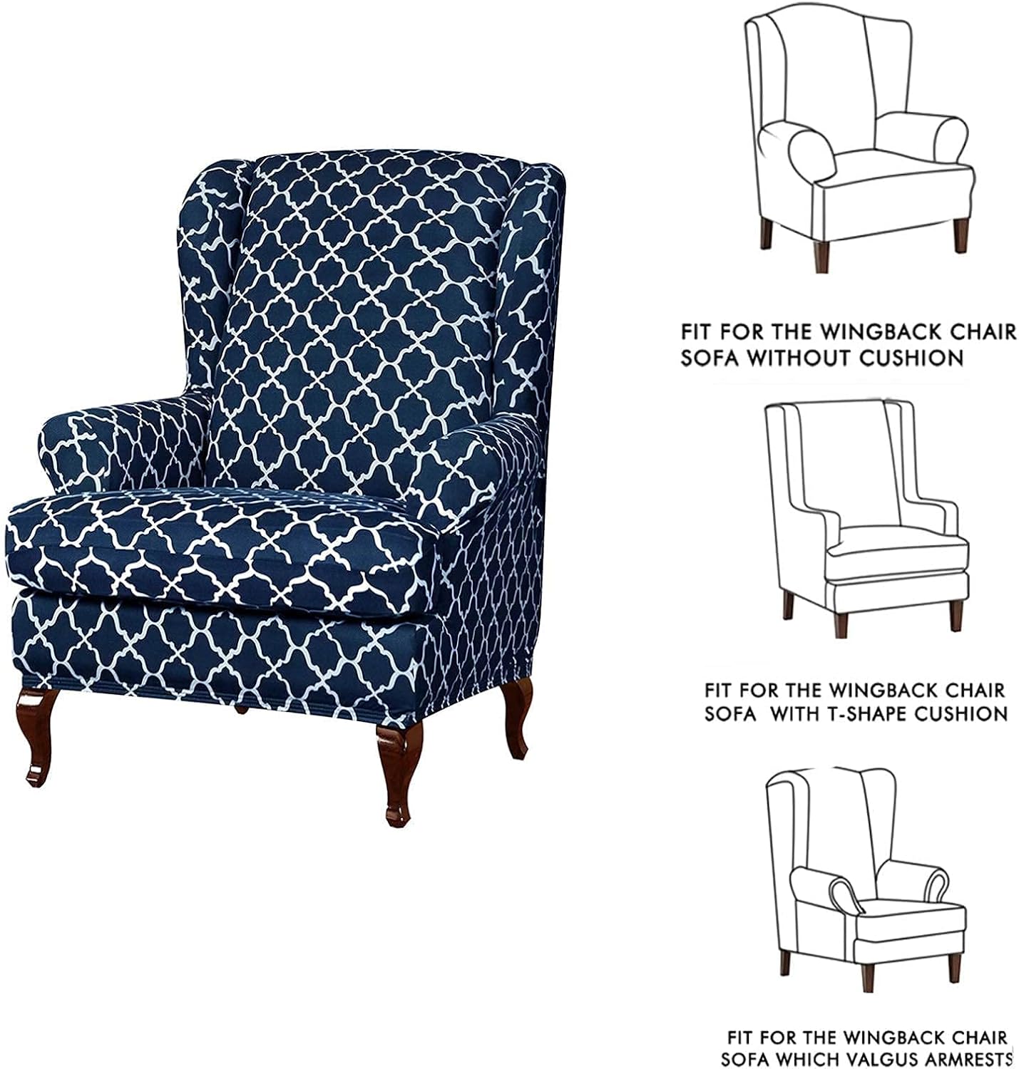 Eco-Ancheng 2 Piece Wingback Chair Slipcover