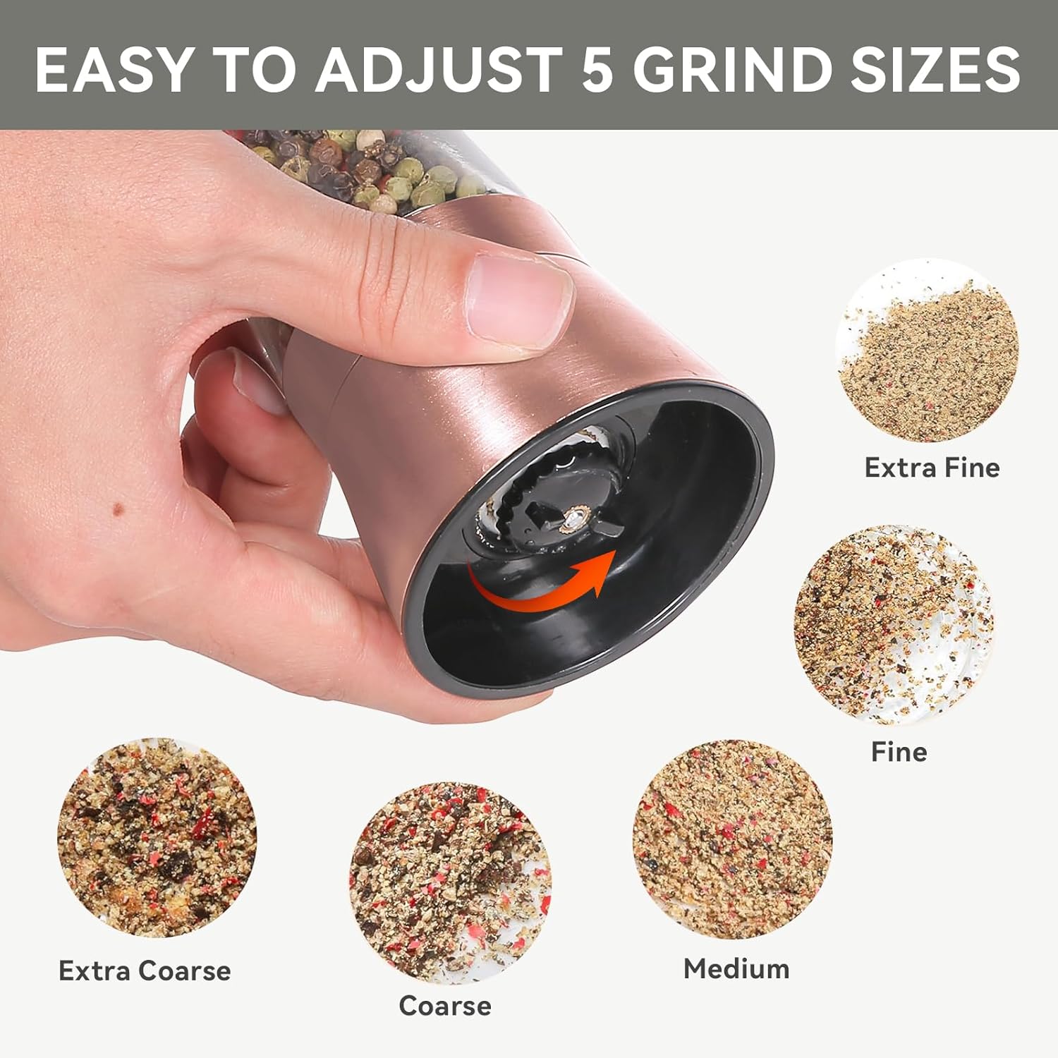 Bonris Salt and Pepper Grinder Set with Adjustable Coarseness
