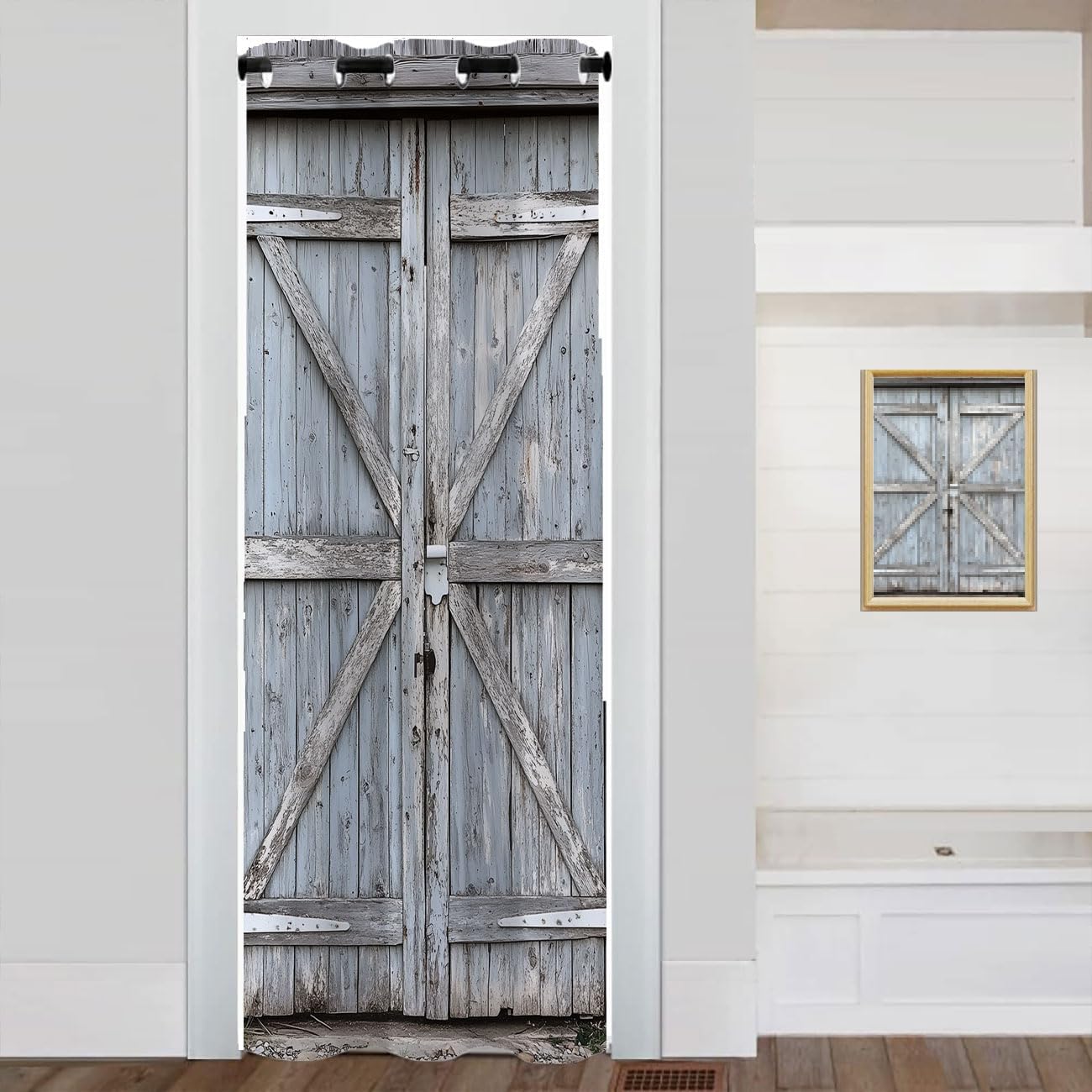 Shixiaoyan Rustic Barn Door Curtain 42W x 80L Panel