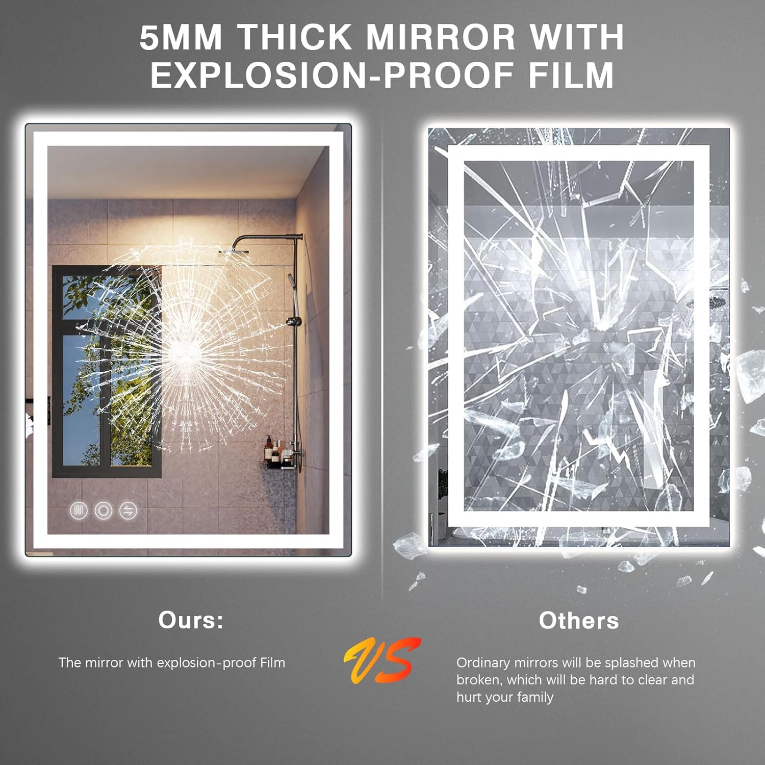 LED Mirror with Front and Back Lighting 20x28 Inch
