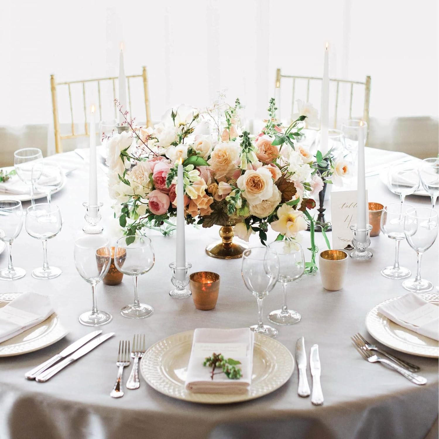 Elegant Clear Glass Candle Holder Set of 6