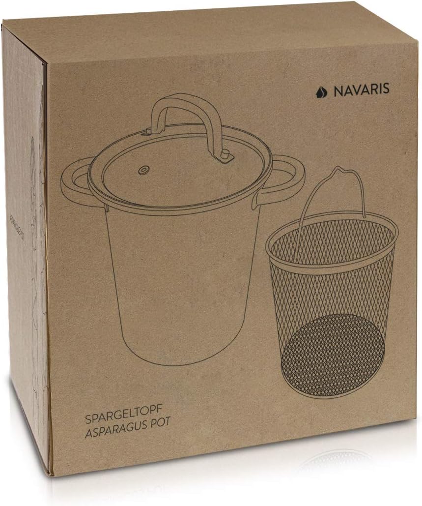 Navaris Asparagus Pot - 41 Qt Stainless Steel Steamer with Removable Basket and Lid