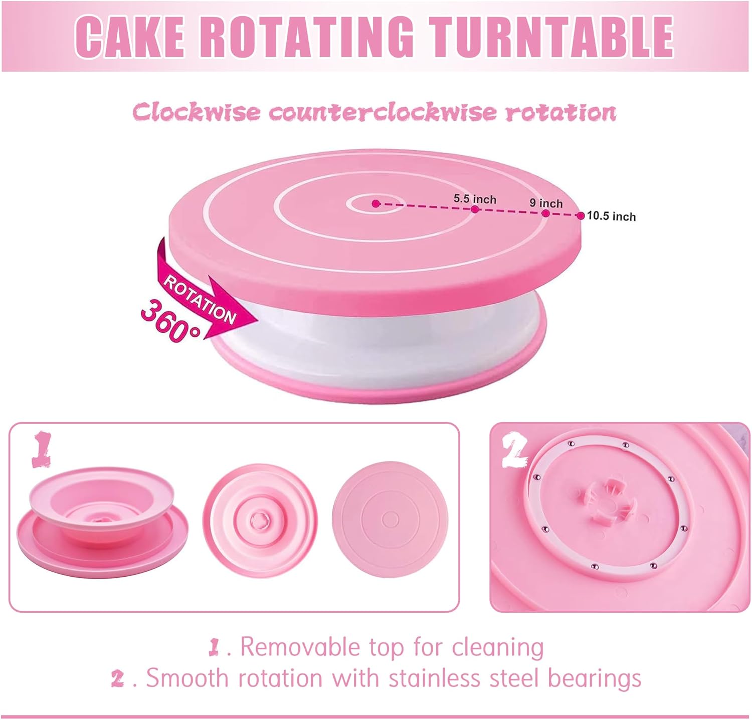 Adocfan Cake Decorating Kit 255pcs with Turntable and Tips