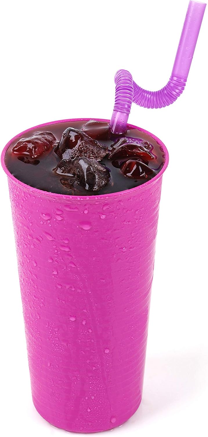 Mintra Home Reusable Plastic Cups 28 Oz Tumbler - Pack of 6 Purple