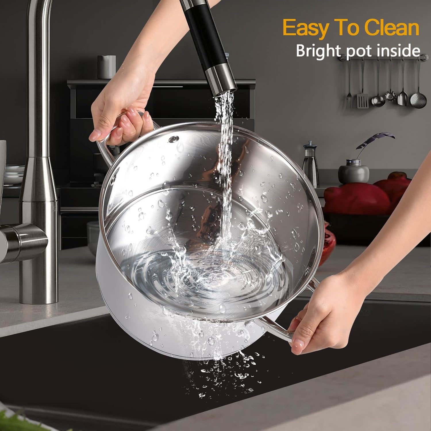 LEUGWAKN 10 Quart Stainless Steel Stock Pot With Lid