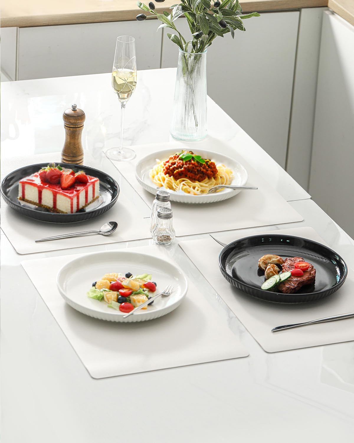 Hasense 10 Inch White Ceramic Dinner Plate Set of 6