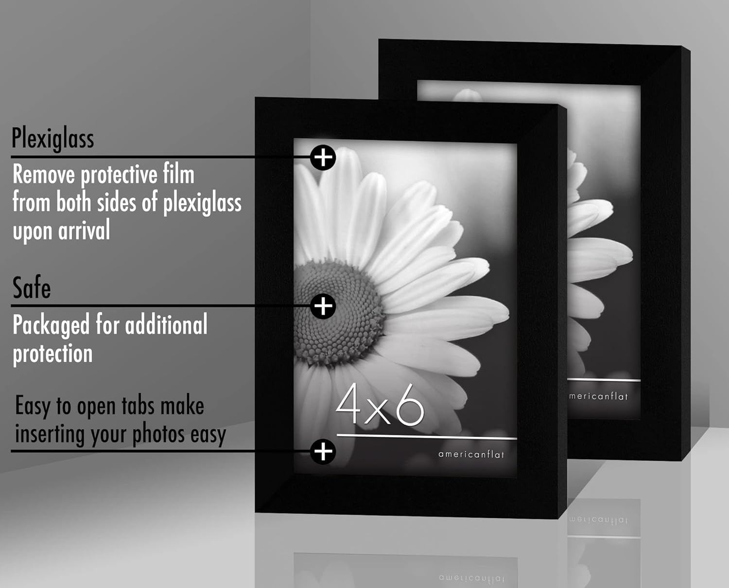 Americanflat 4x6 Picture Frame Set of 6 - Black