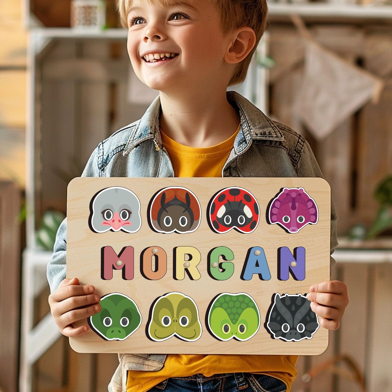 Personalized Wooden Name Puzzle for Toddlers 1-3