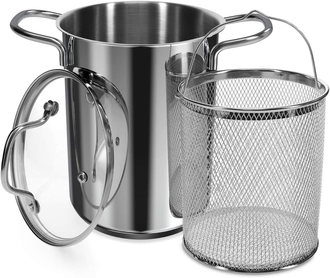 Navaris Asparagus Pot - 41 Qt Stainless Steel Steamer with Removable Basket and Lid